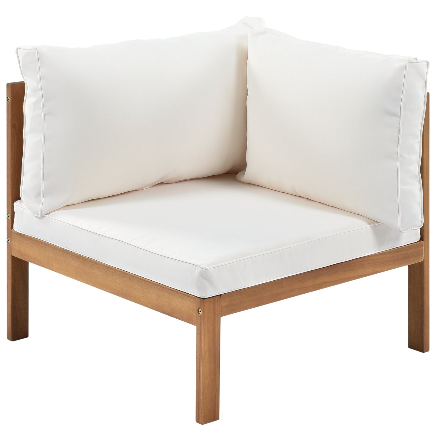 Wood Structure Outdoor Sofa Set With Beige Cushions Exotic Design Water-Resistant and UV Protected Texture High Quality