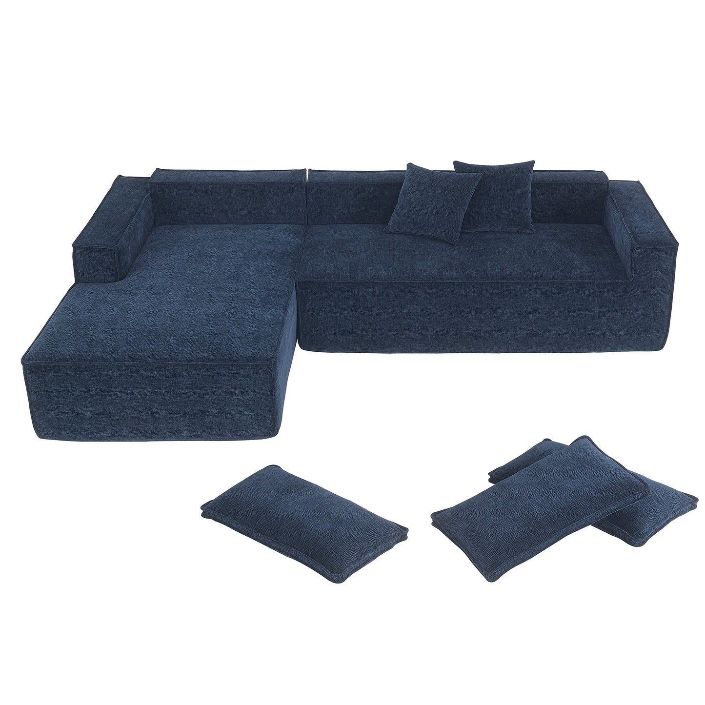 111.5*72"Minimalist Style Modular Sectional Sofa,Wrinkle-Resistant Chenille Couch Set,L-Shaped Sleeper Sofa Bed