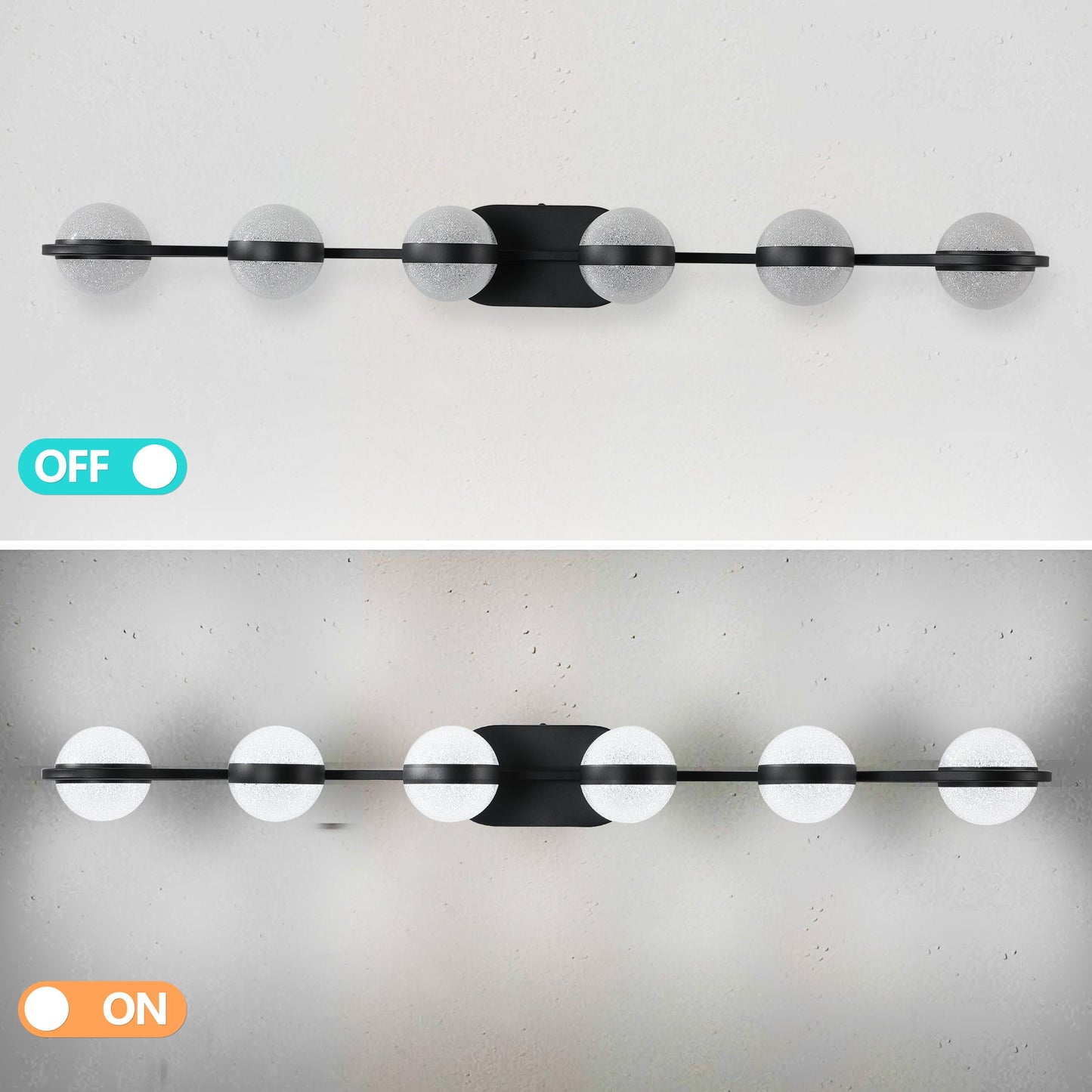 Vanity Lights With 6 LED Bulbs for Bathroom Lighting (Black)
