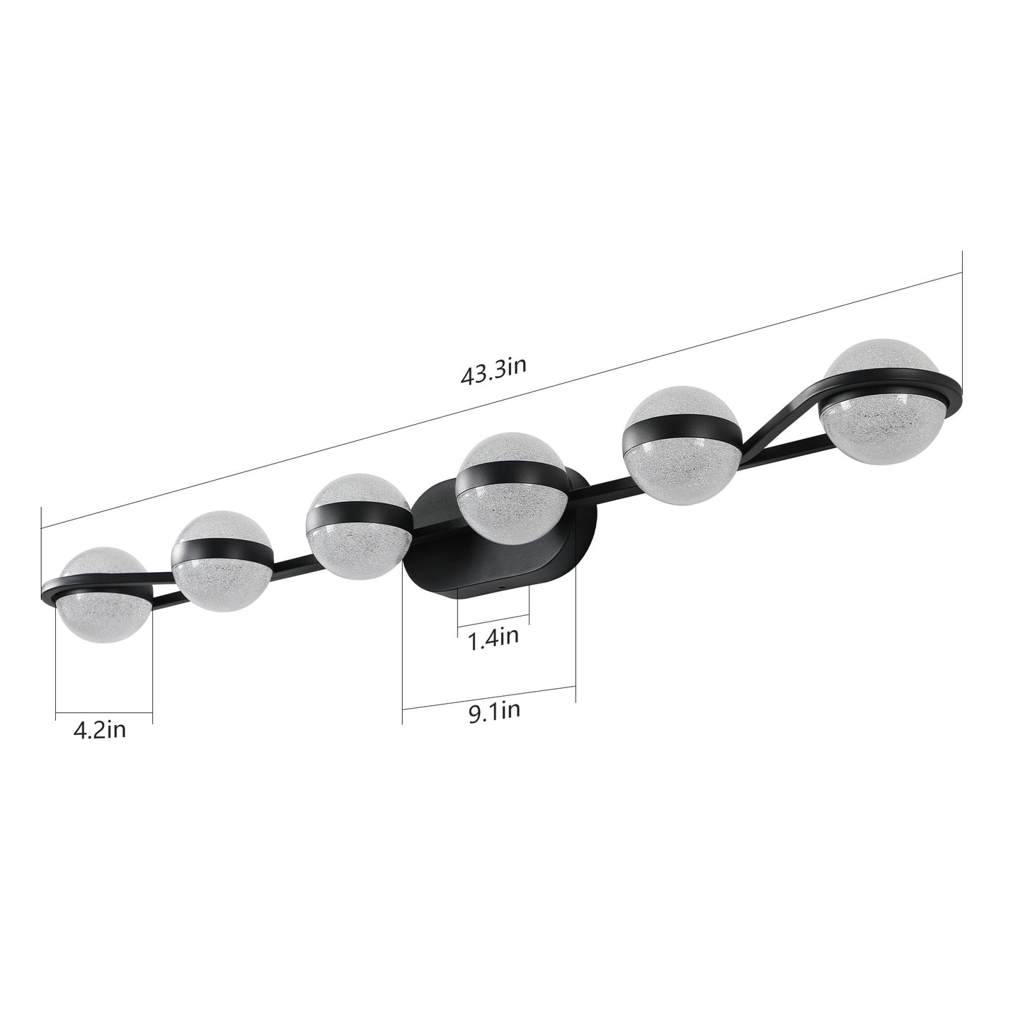 Vanity Lights With 6 LED Bulbs for Bathroom Lighting (Black)