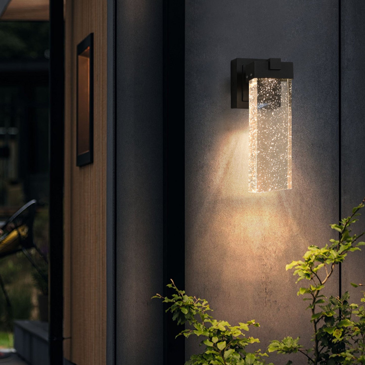Outdoor Waterproof Transparent LED Crystal Wall Lamp Supports Multiple Types of Light Bulbs (2 Packs) With Light Sense
