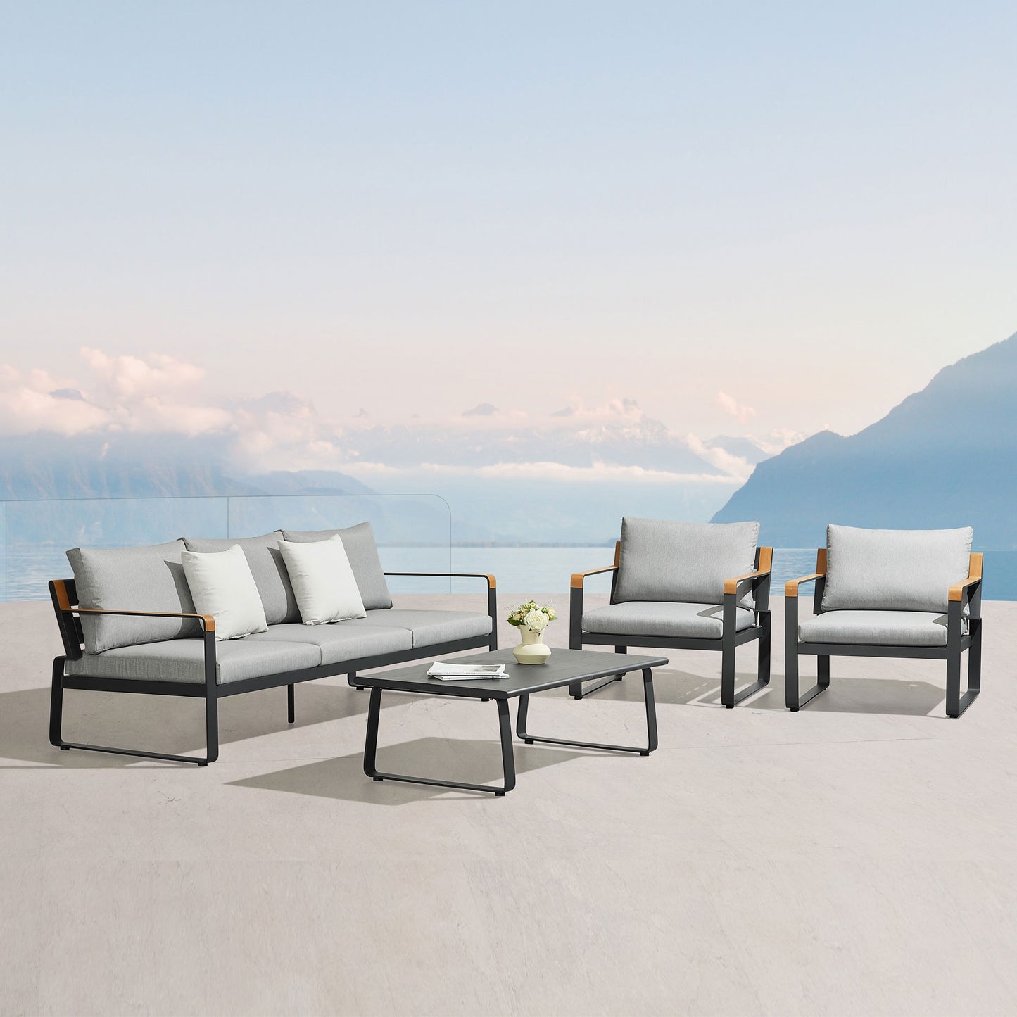 Denea 5-Seater Outdoor Seating Group With Aluminum Frame