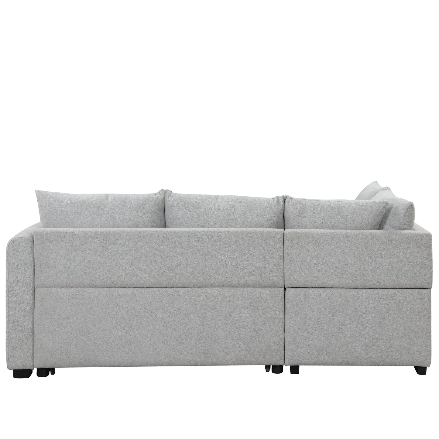 82.6" L-Shaped Sectional Pull Out Sofa Bed Sleeper Sofa With Two USB Ports, Two Power Sockets