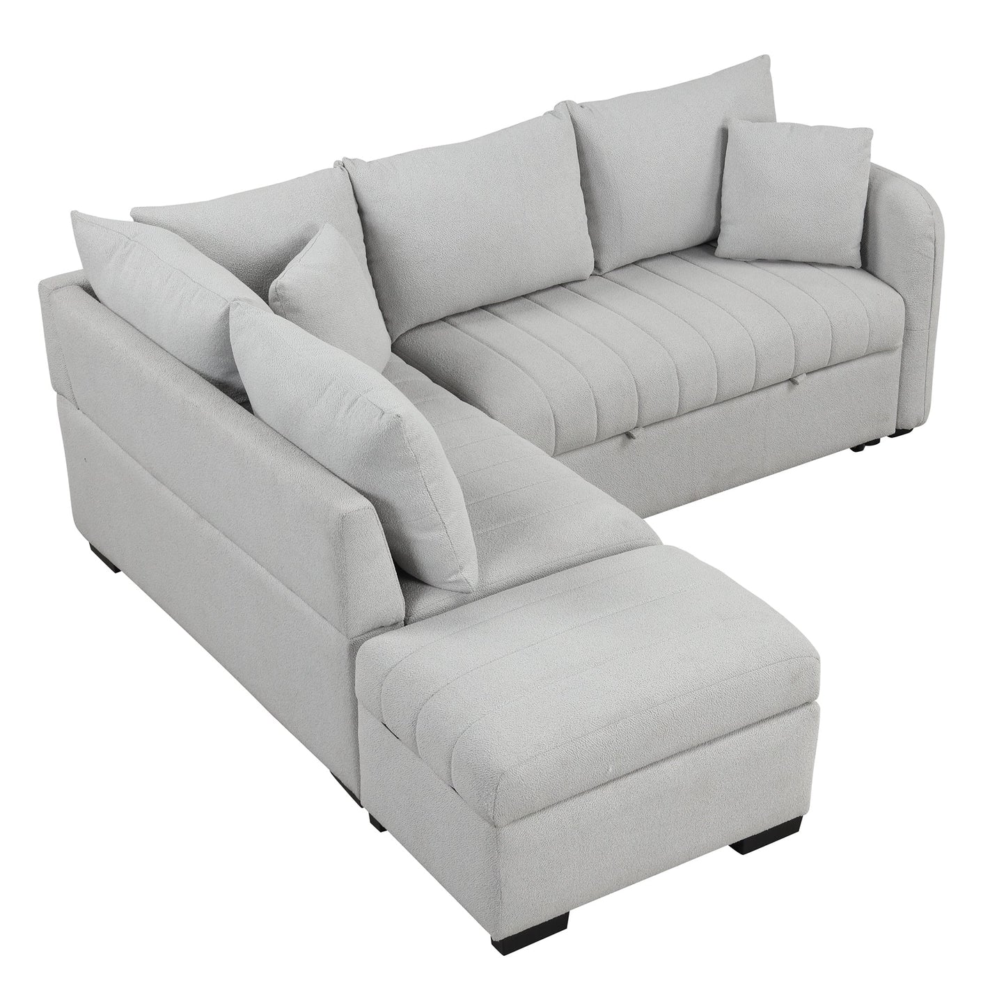 82.6" L-Shaped Sectional Pull Out Sofa Bed Sleeper Sofa With Two USB Ports, Two Power Sockets