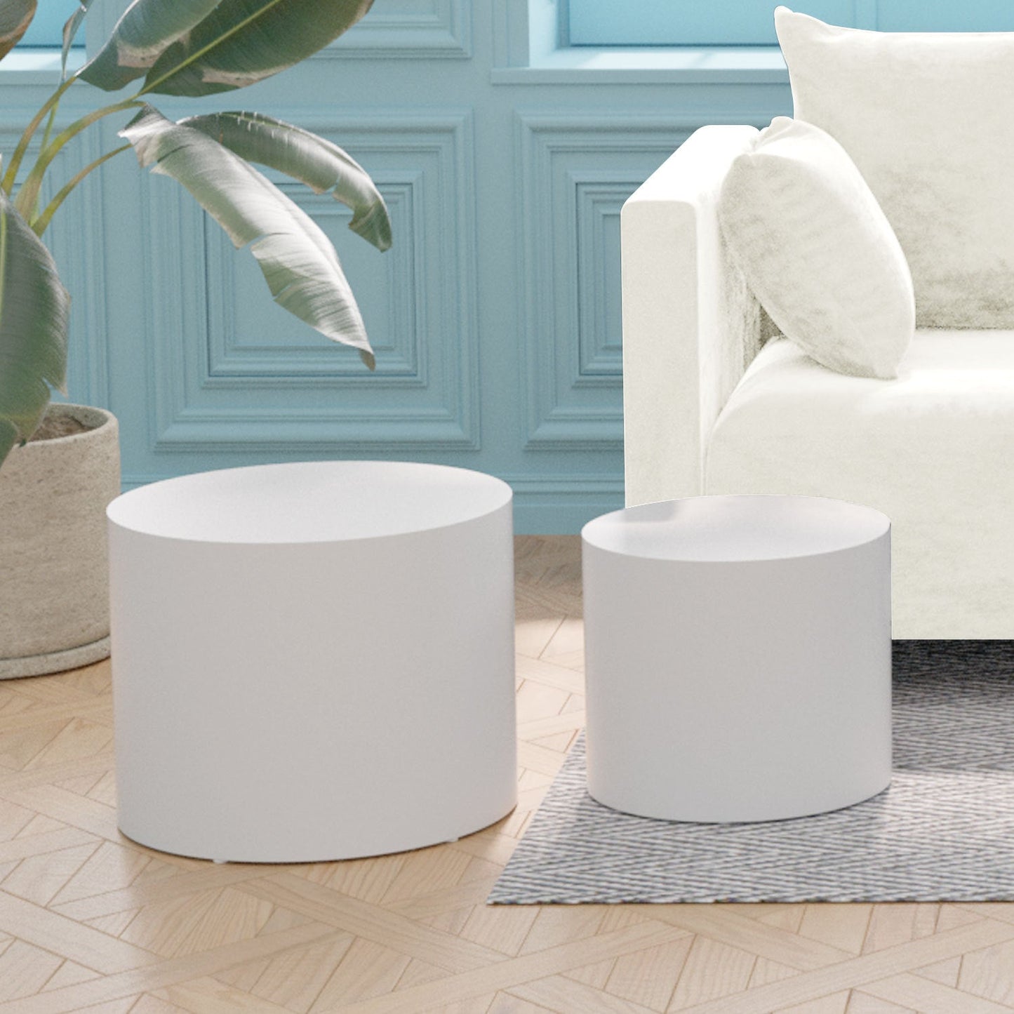 MDF With Ash/Oak/Walnut Veneer Side Table/Coffee Table/End Table/Nesting Table Set of 2 for Living Room,office,bedroom
