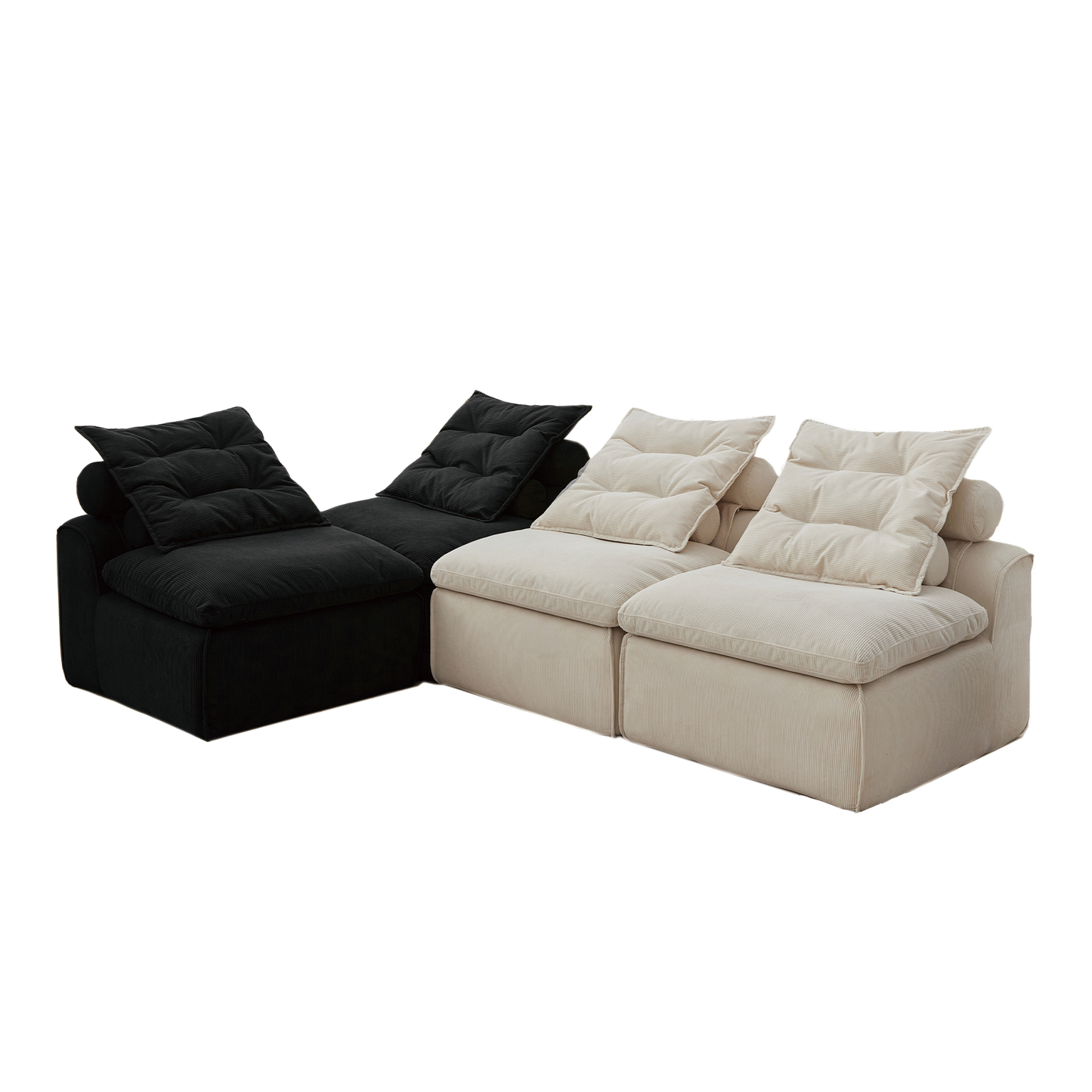Modular Sofa,No Armrests,At Will DIY,Corduroy ,Neck Pillow-Back Lounge Sofa Chair,Reading Nook, or Apartment Living