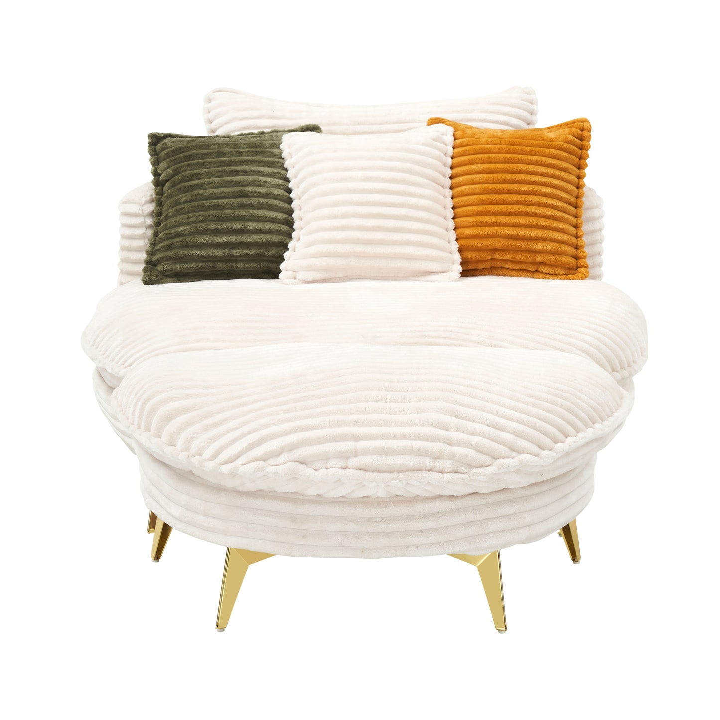 65.00 Inches Long, Corduroy Sofa Fabric, With Three Matching Pillows and Two Spacious and Comfortable Seats