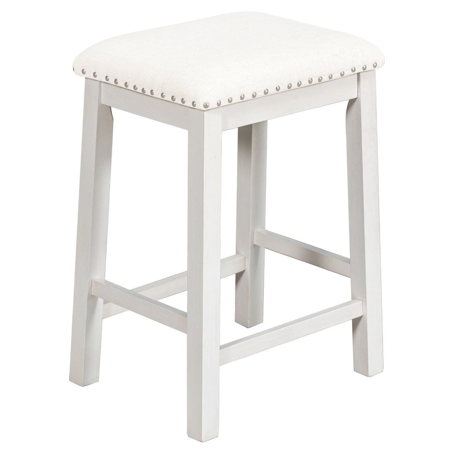 5 Pieces Counter Height Rustic Farmhouse Dining Room Wooden Bar Table Set With 2 Stools and 2 Chairs, White