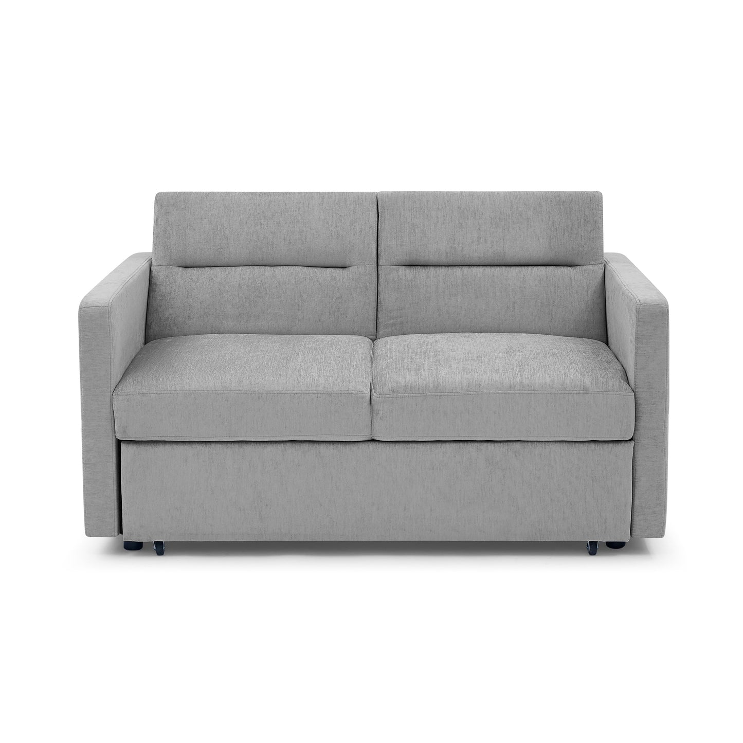 Loveseats Sofa Bed With Pull-Out Bed, Adjsutable Back and Two Arm Pocket,Grey