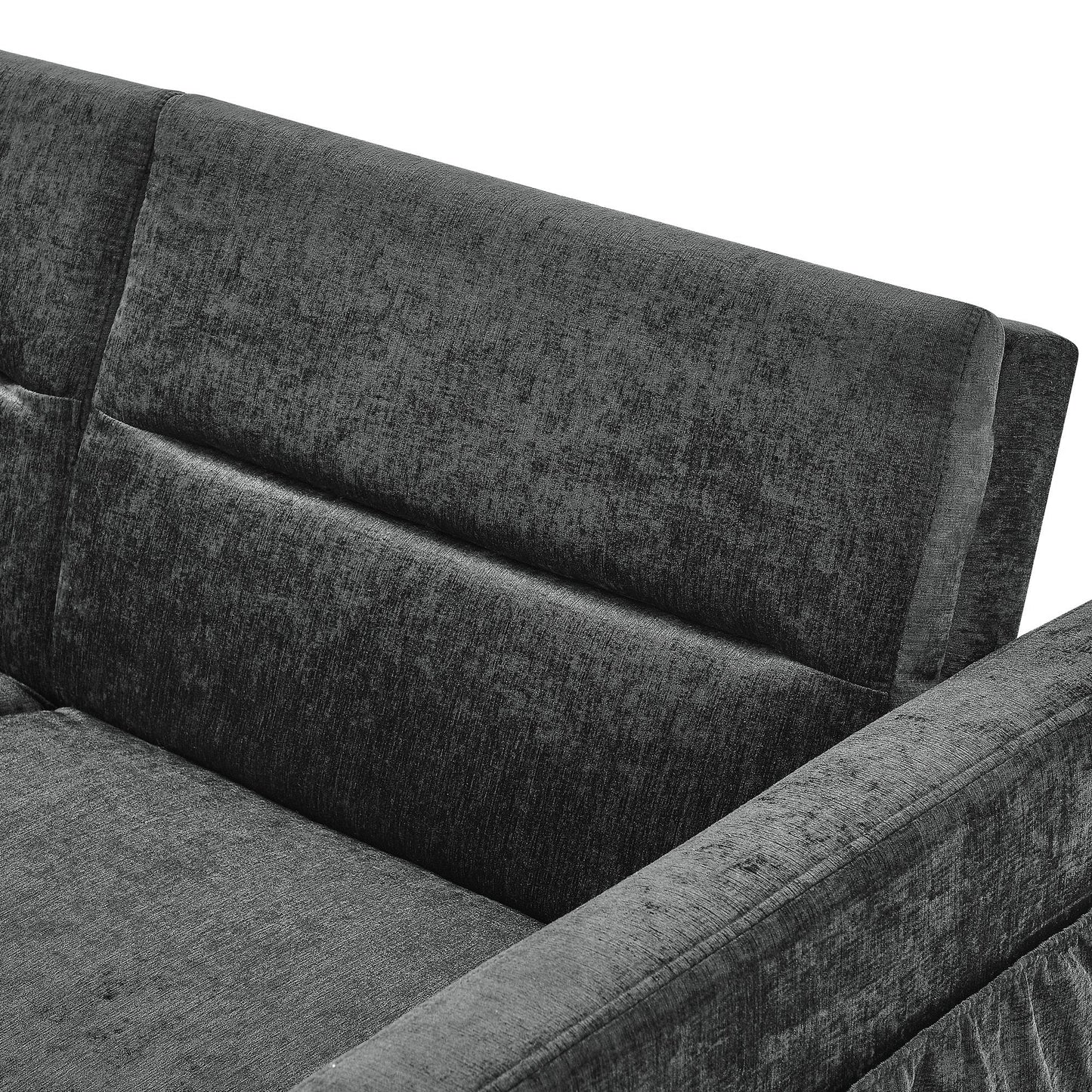 Loveseats Sofa Bed With Pull-Out Bed,Adjsutable Back and Two Arm Pocket,Black (54.5"x33"x31.5")