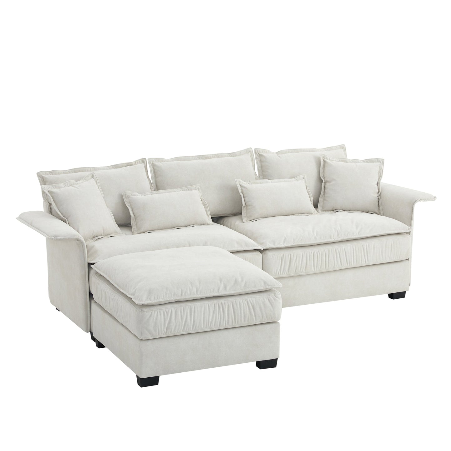 95*66"Oversized Luxury Sectional Sofa With Bentwood Armrests,4 Seat Upholstered Indoor Furniture With Double Cushions