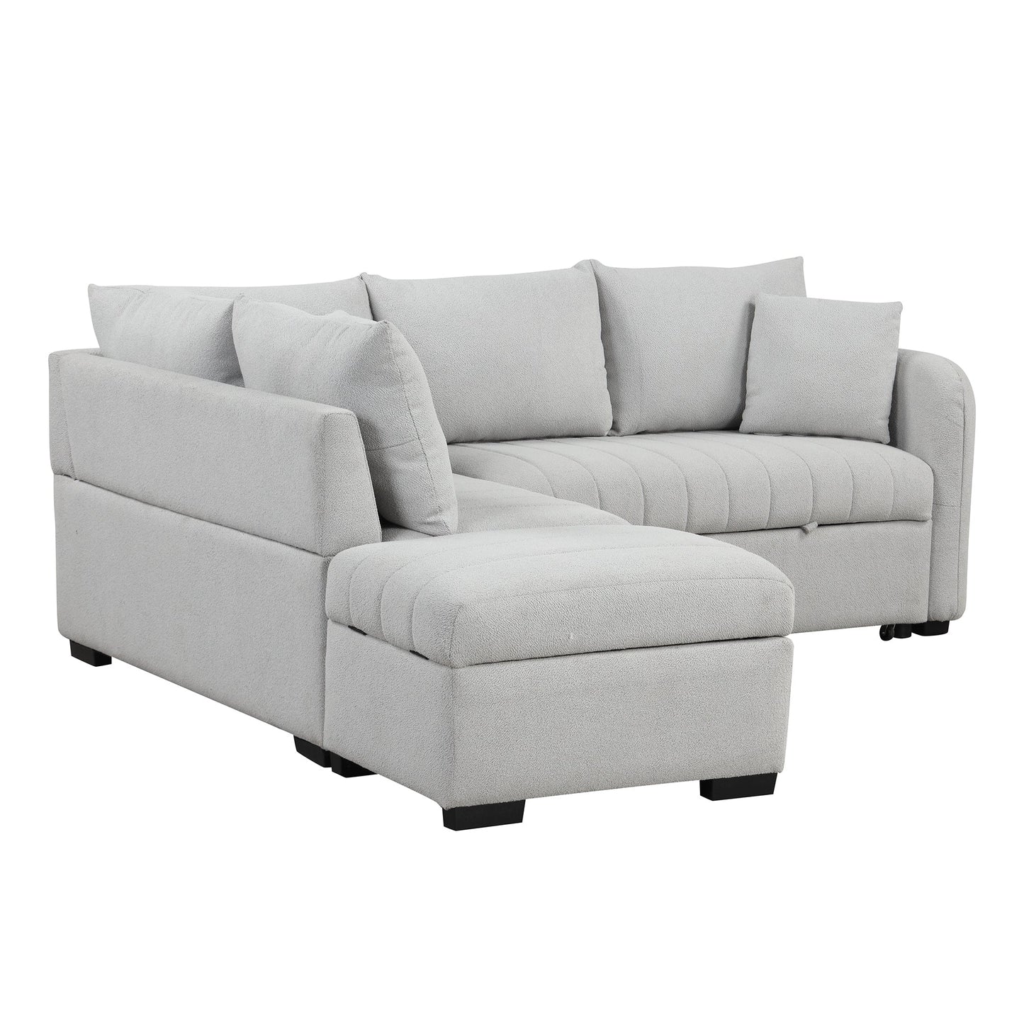 82.6" L-Shaped Sectional Pull Out Sofa Bed Sleeper Sofa With Two USB Ports, Two Power Sockets