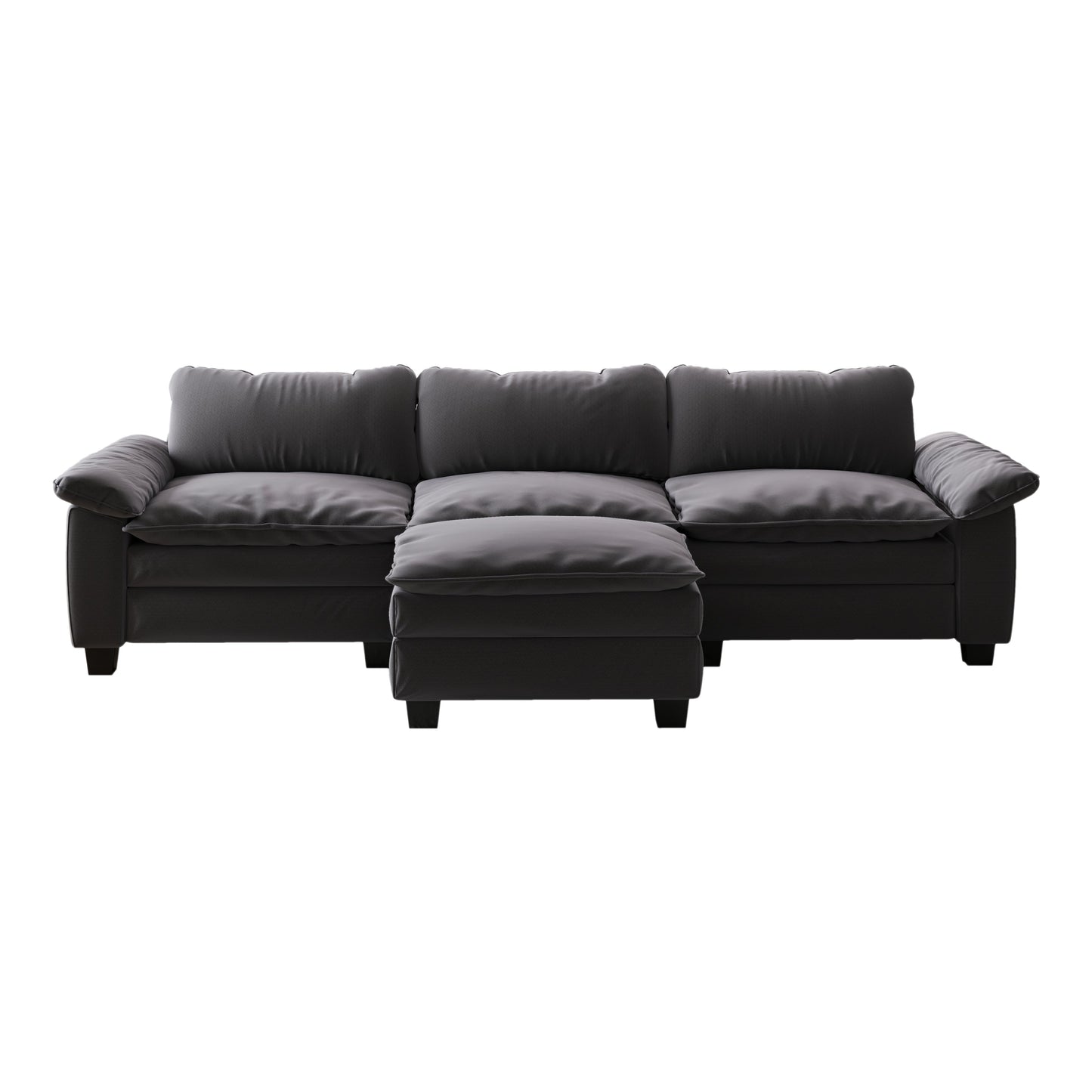 Living Room Furniture Luxury Sectional Sofa Couch With Ottoman Soft Velvet Upholstered Sofa Grey