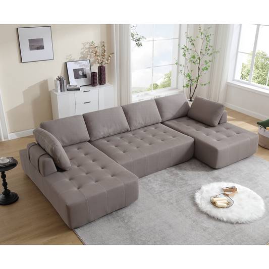 138.5 "Modular Combination Sofa, U-Shaped Sofa, Living Room, Apartment, Upholstered ,6-Seat Sofa, Free Combination Sofa