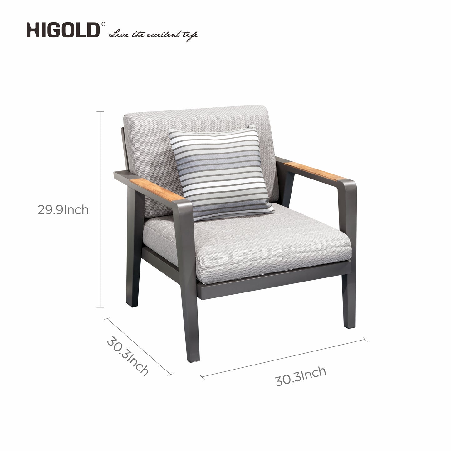 HIGOLD Emoti Aluminum Teak Patio Sofa for 5