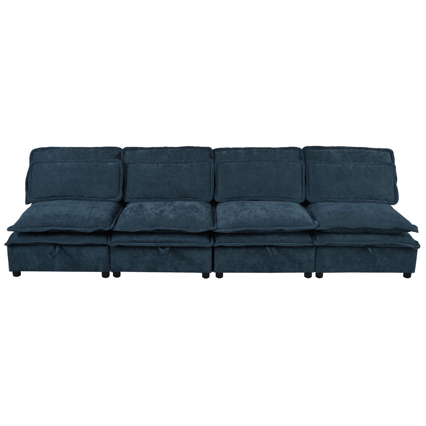 Double-Layer Cushion Modular Sofa, Freely Combinable, 4-Seater With Storage Function, Includes 4 Soft Cushions, Perfect