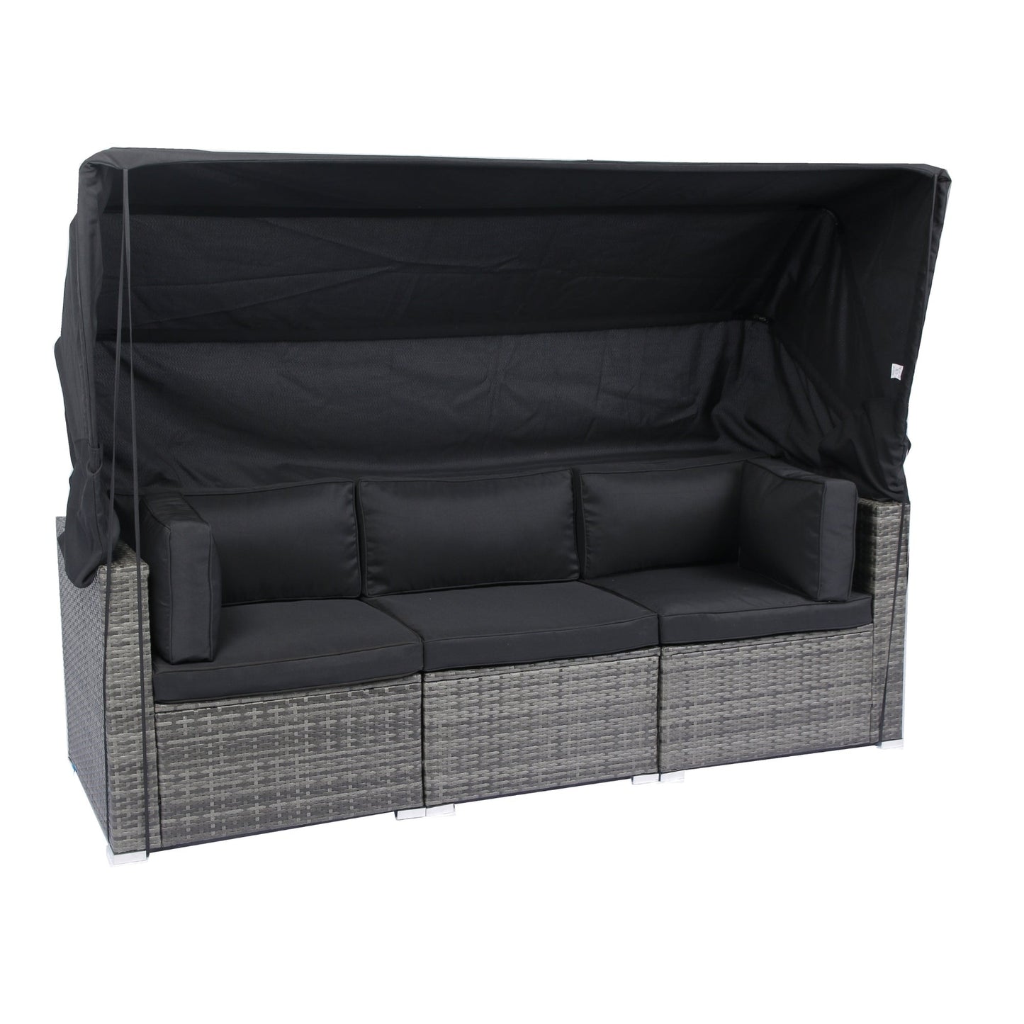7-Piece Patio Furniture Set W/Retractable Canopy Wicker Rattan Sectional Sofa Set Patio Furniture With Washable Cushions