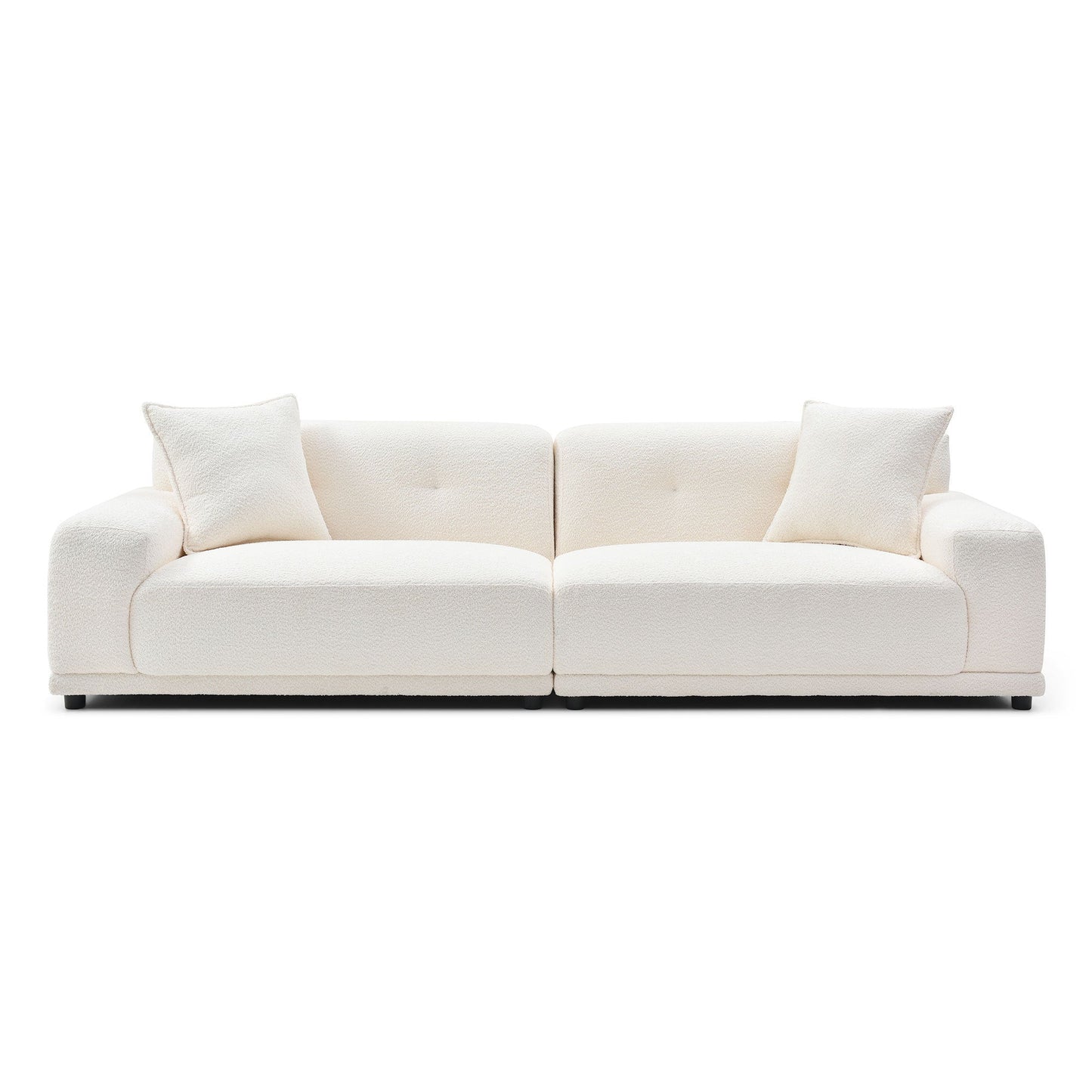 110.23'' Teddy Fleece Couches and Sofas With Extra Deep Seats 2 Pillows for Home Office Apartment Living Room Furniture