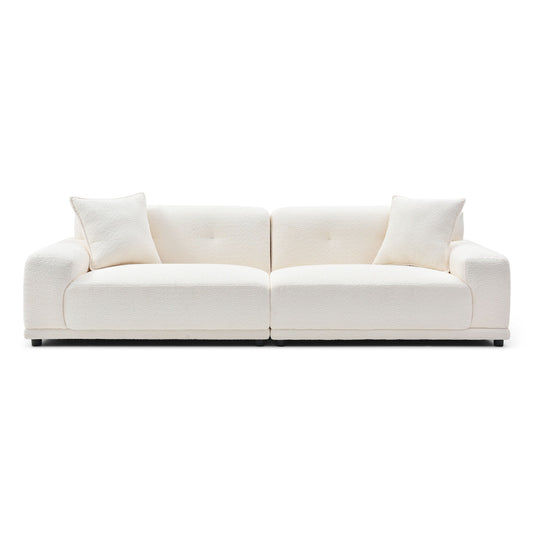 110.23'' Teddy Fleece Couches and Sofas With Extra Deep Seats 2 Pillows for Home Office Apartment Living Room Furniture
