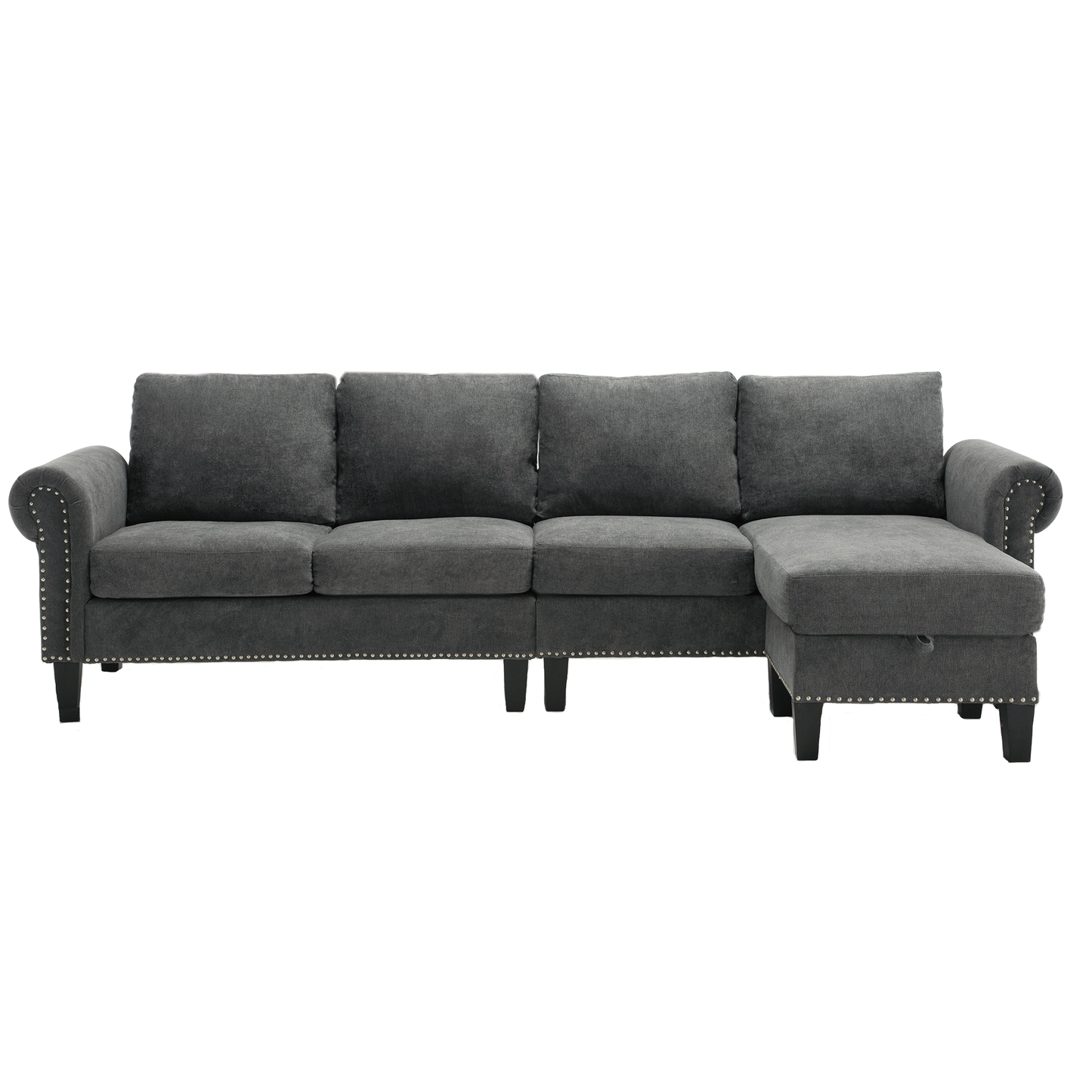 Convertible Sectional Sofa With Storage,L-Shaped Sofa,Four-Seater Sofa,Modern Linen Fabric Sectional Couches for Living