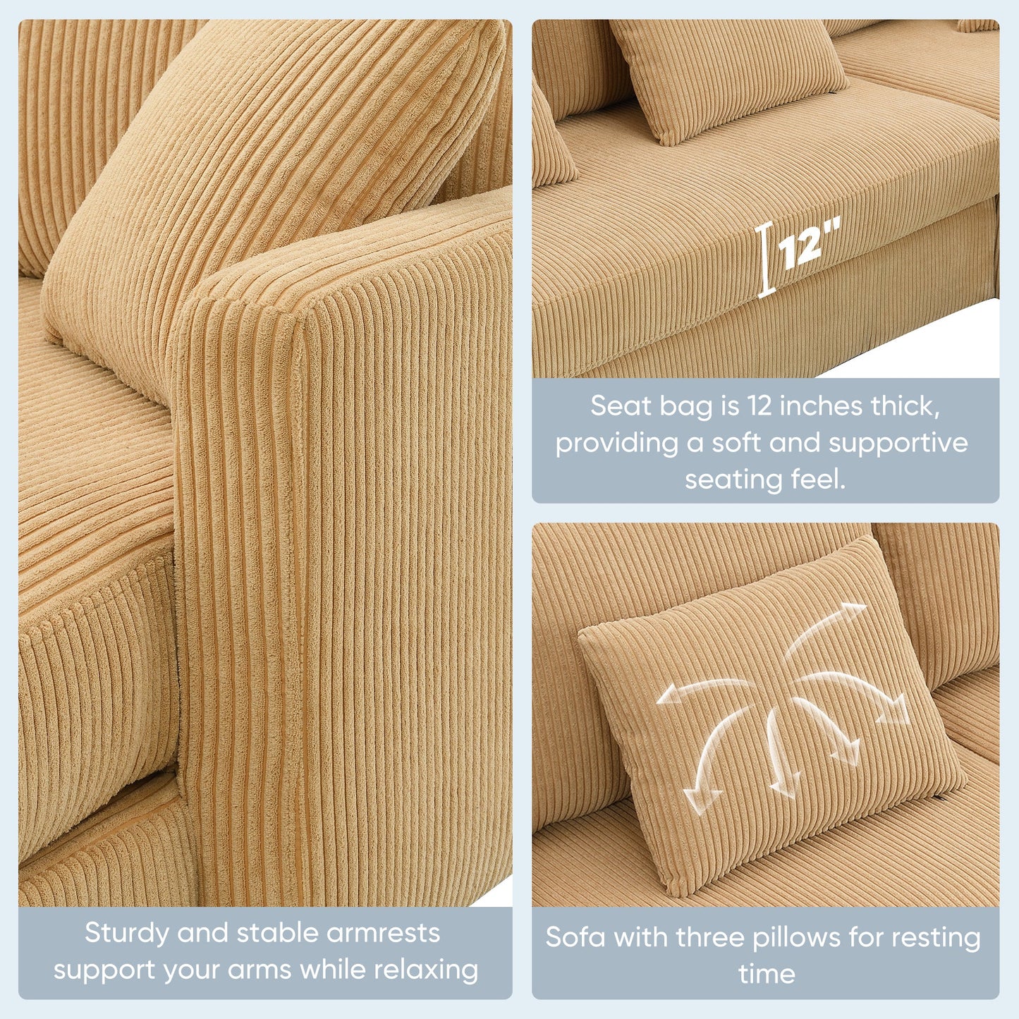 87*61"Modern L-Shaped Corduroy Sofa With Reversible Chaise,4-Seat Upholstered Sectional Indoor Furniture,Convertible
