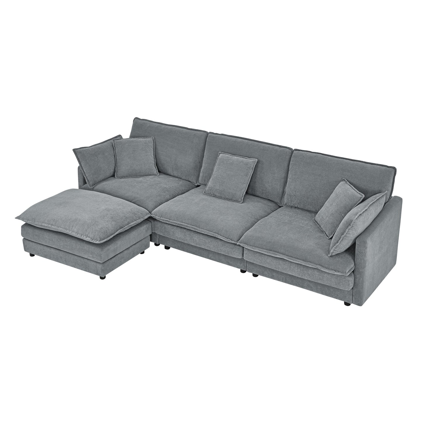 Modern Home Living Room L-Shaped Sectional Sofa Couches With Storage Ottoman, Convertible Oversized 4 Seater Couch