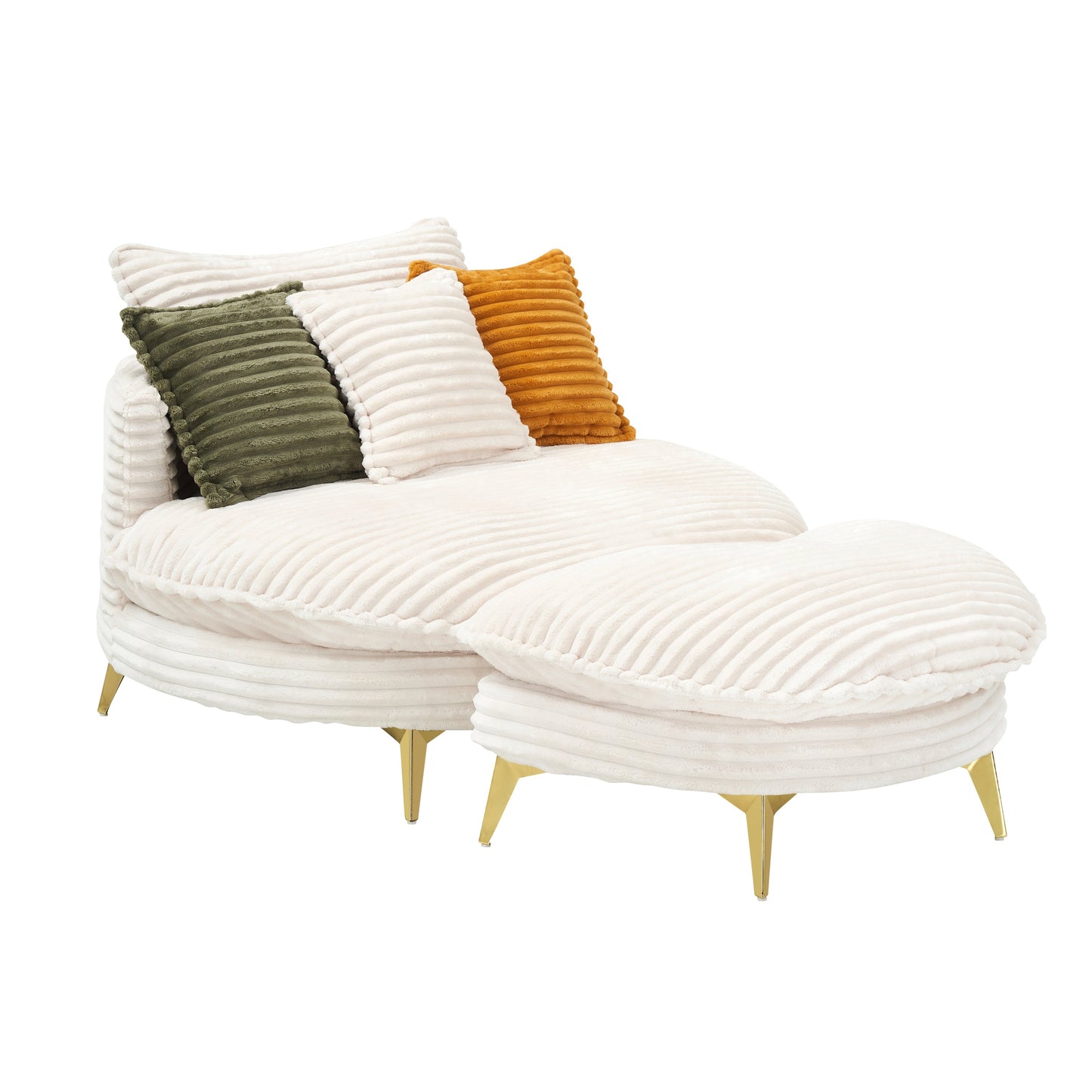 65.00 Inches Long, Corduroy Sofa Fabric, With Three Matching Pillows and Two Spacious and Comfortable Seats