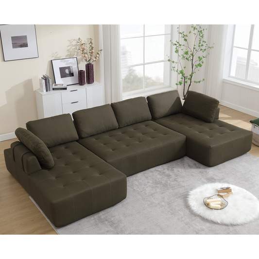 138.5 "Modular Combination Sofa, U-Shaped Sofa, Living Room, Apartment, Upholstered ,6-Seat Sofa, Free Combination Sofa