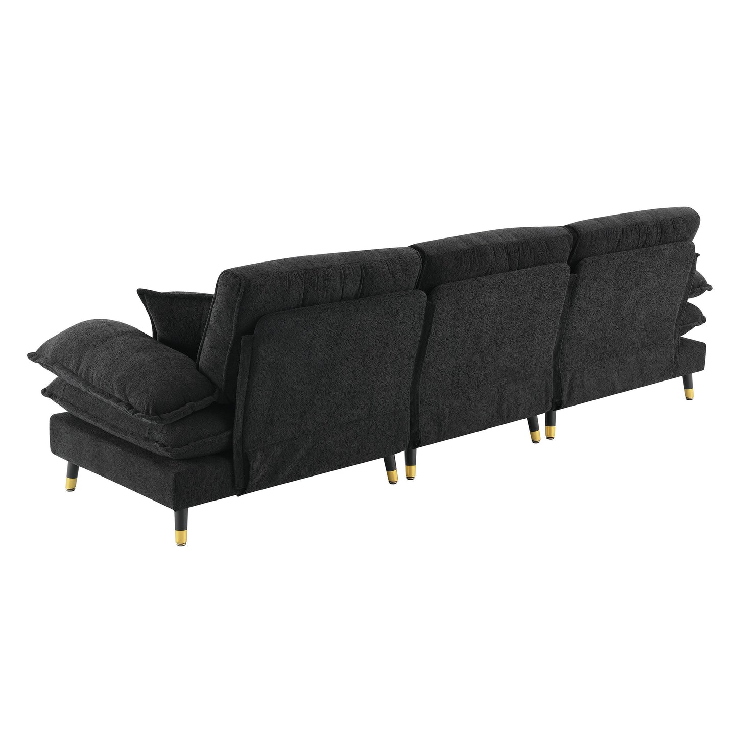 106*66.5" L Shaped Convertible Sectional Sofa,4 Seat Tufted Couch Set With Two-Tone Adjust Legs,Cloud Chenille Fabric