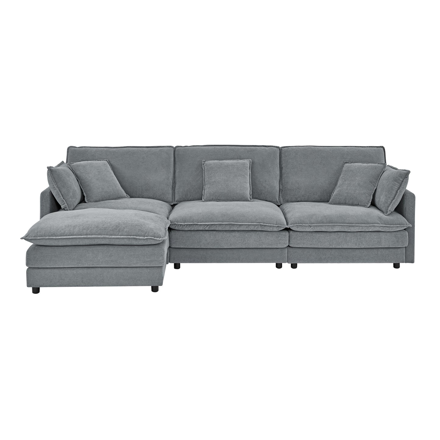 Modern Home Living Room L-Shaped Sectional Sofa Couches With Storage Ottoman, Convertible Oversized 4 Seater Couch