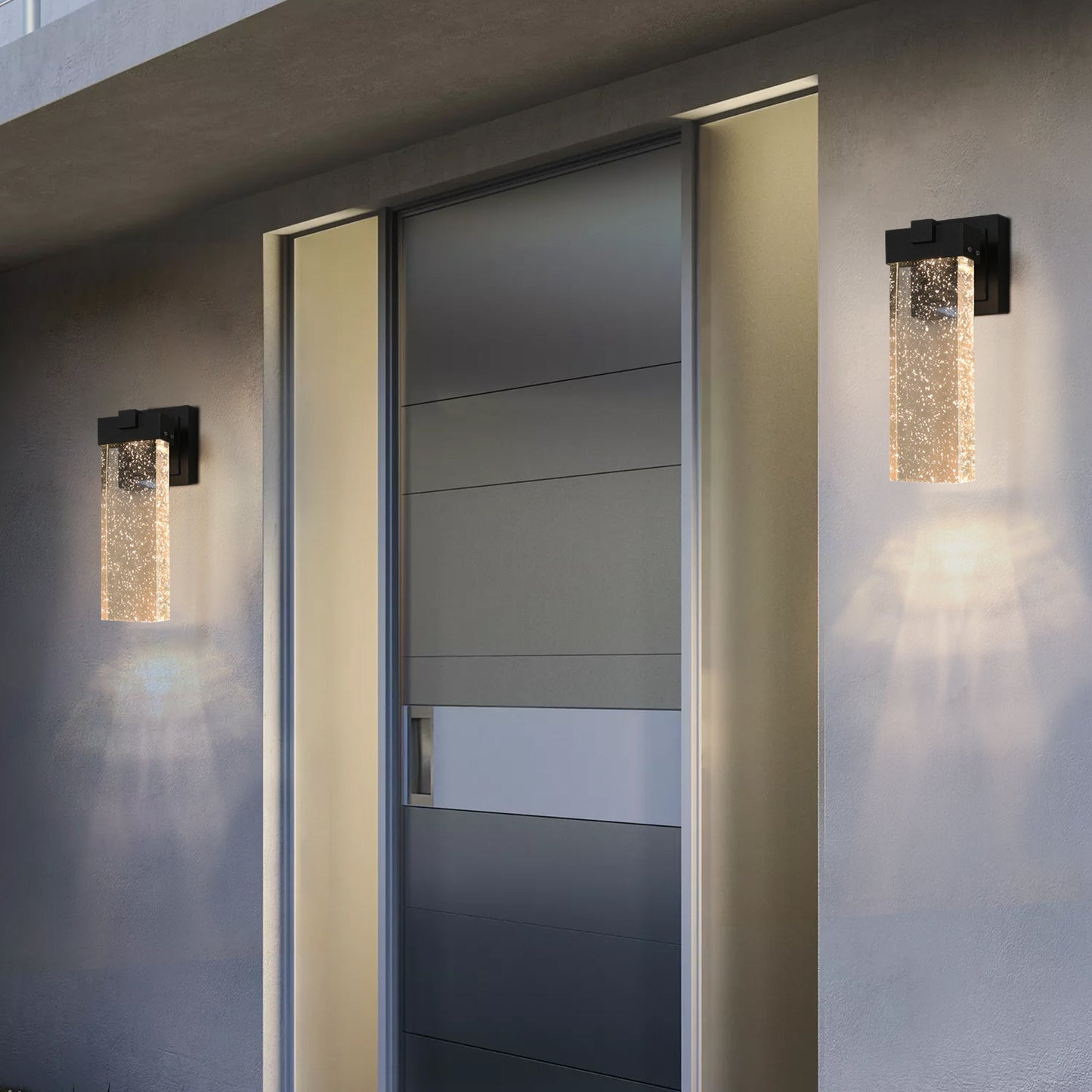 Outdoor Waterproof Transparent LED Crystal Wall Lamp Supports Multiple Types of Light Bulbs (2 Packs) With Light Sense