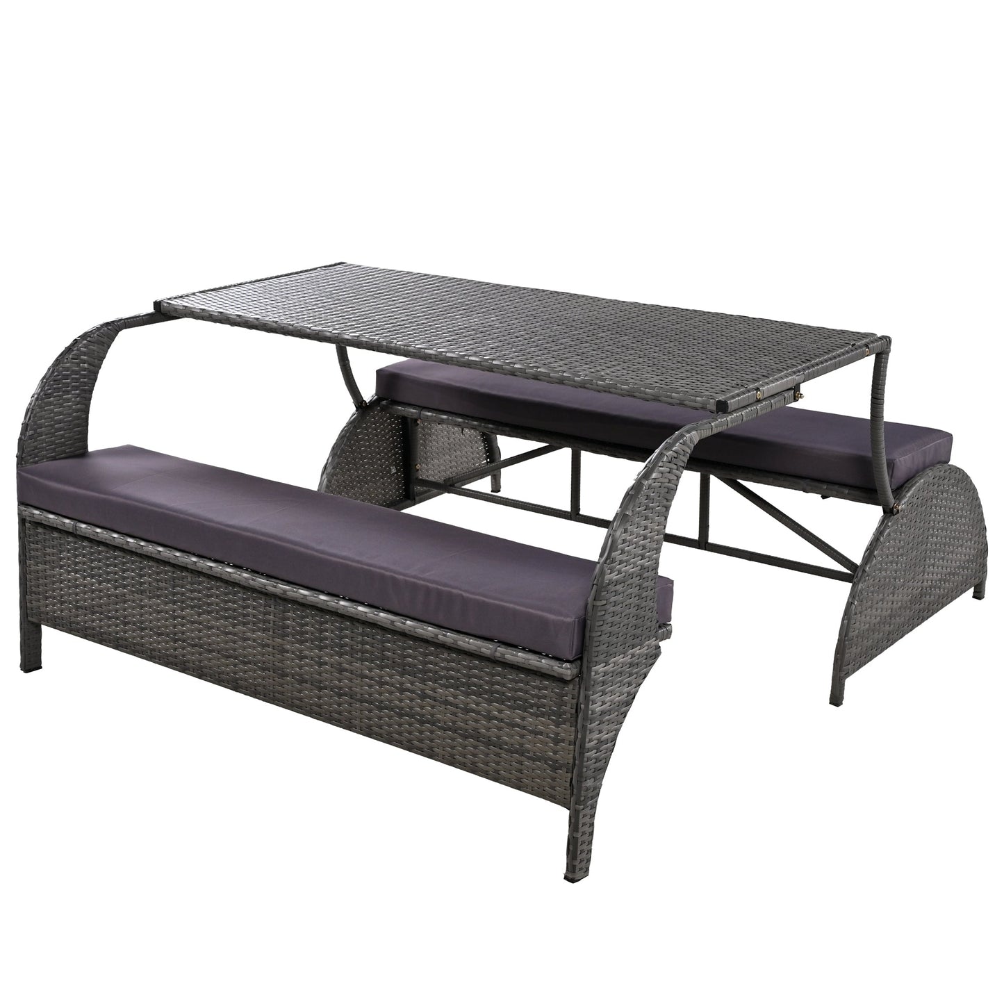 Outdoor Loveseat and Convertible to Four Seats and a Table,Suitable for Gardens and Lawns