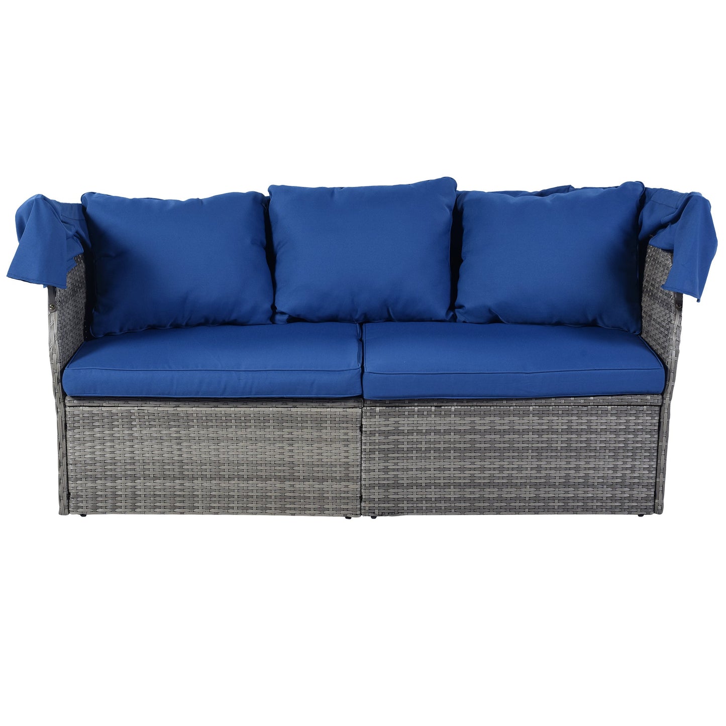 Outdoor Patio Furniture Set Daybed Sunbed With Retractable Canopy Conversation Set Wicker Furniture