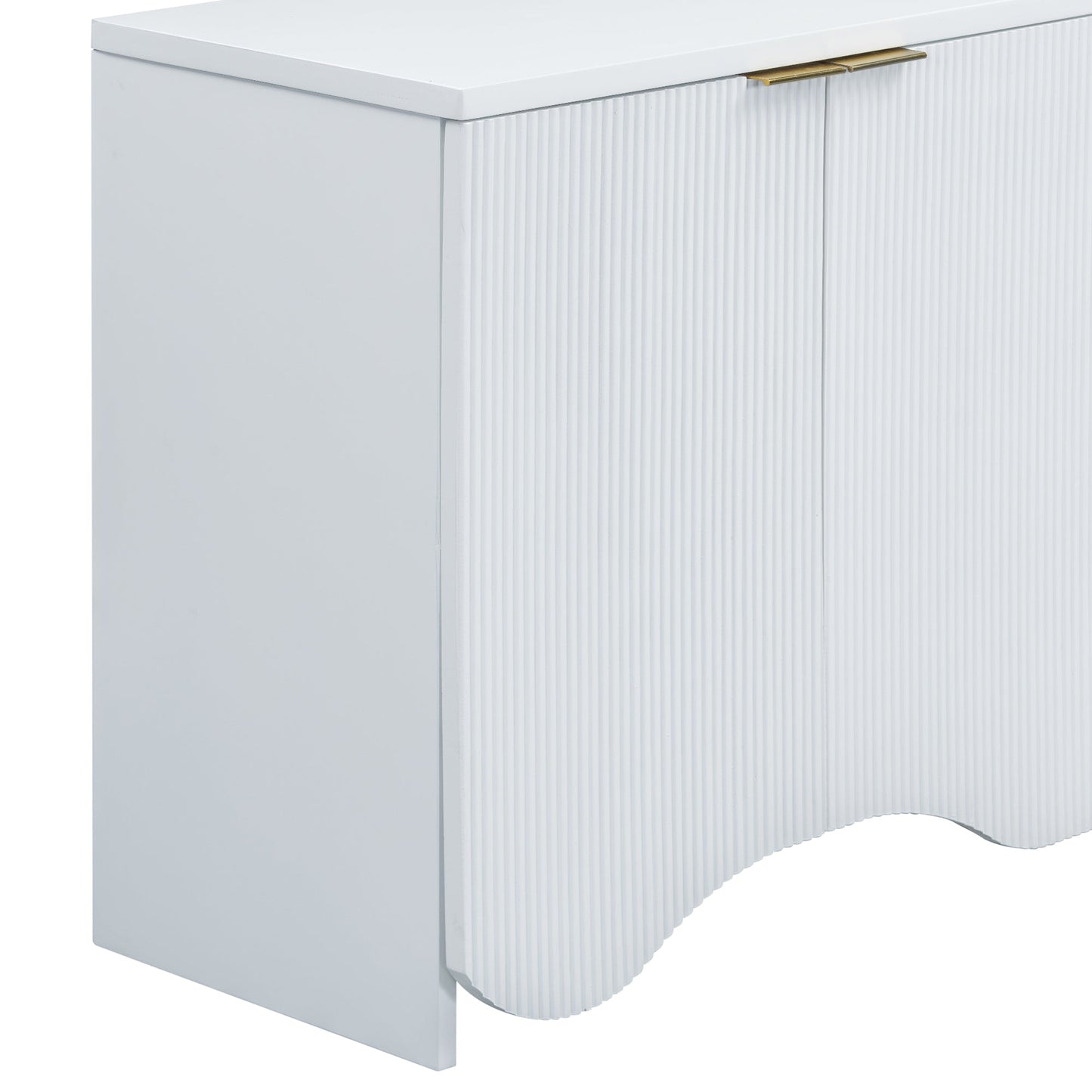 Vertical Stripes and Wavy Design of a Four-Door Cabinet Cabinet Suitable for Hallway, Entryway, Living Room