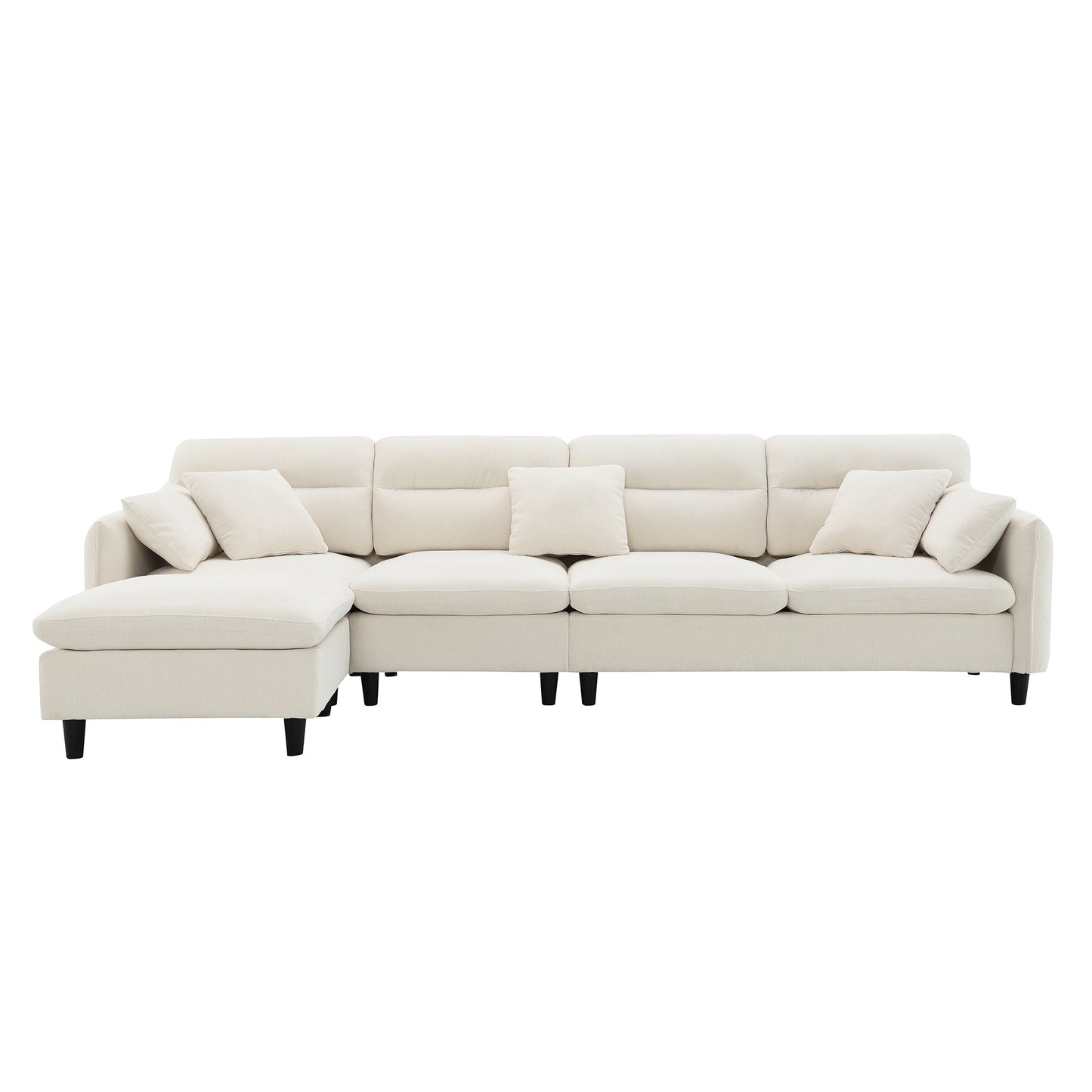 110*62" Modern Convertible Sectional Sofa,L-Shaped Reversible Couch Set With Free Pillows,5 Seat Cloud Chenille Indoor