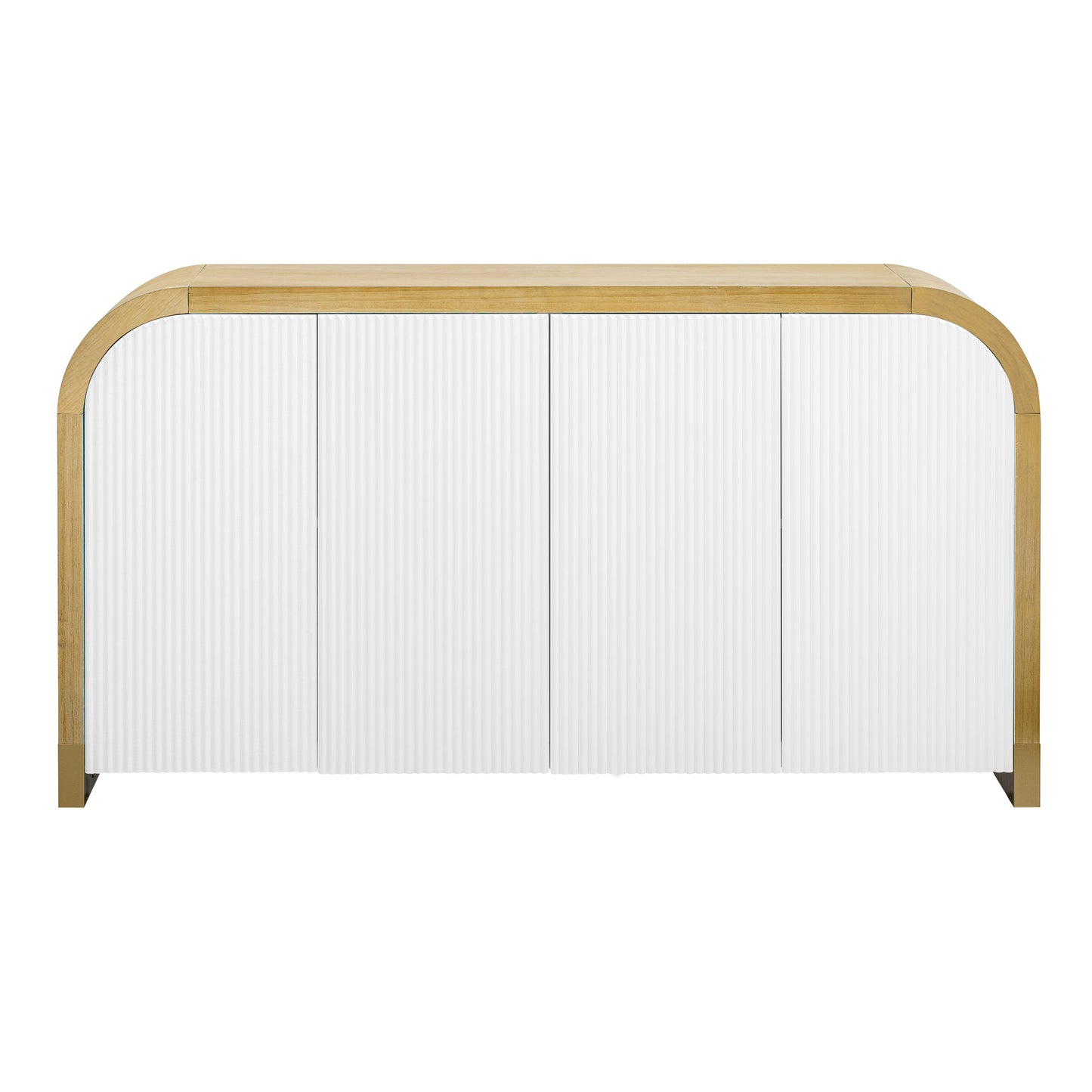 4-Door Curved Corner Design Wavy Door Panel  Cabinet With Adjustable Shelves, Suitable for Study, Living Room