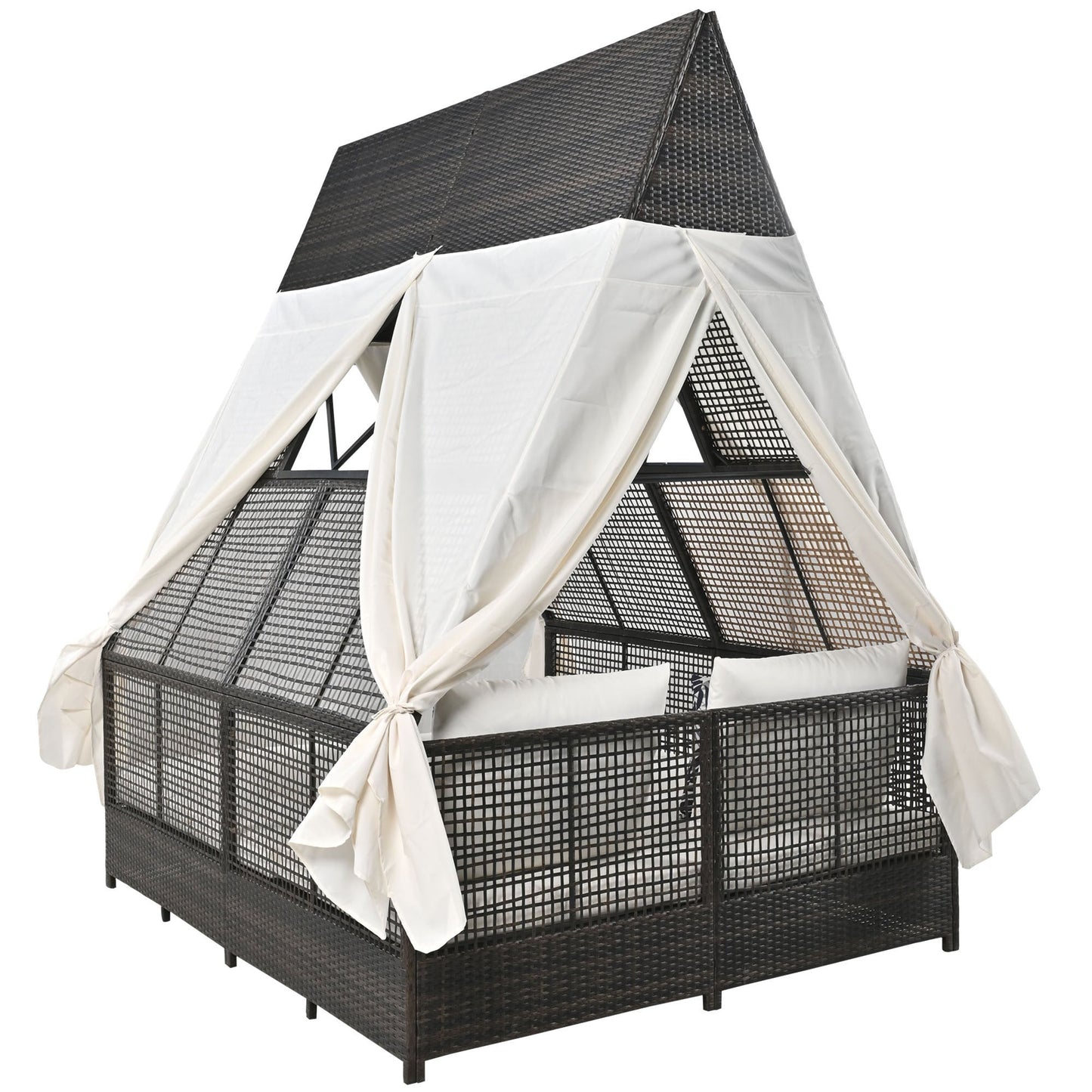 Outdoor Daybed Patio Lounge Bed With Adjustable Backrest Outdoor