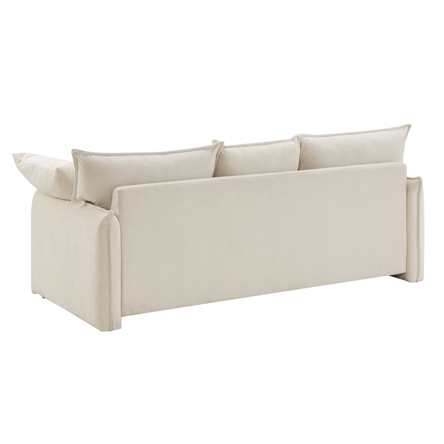 Mid-Century Sofa 3 Seater Cozy Couch for Living Room Apartment Lounge Bedroom, Beige
