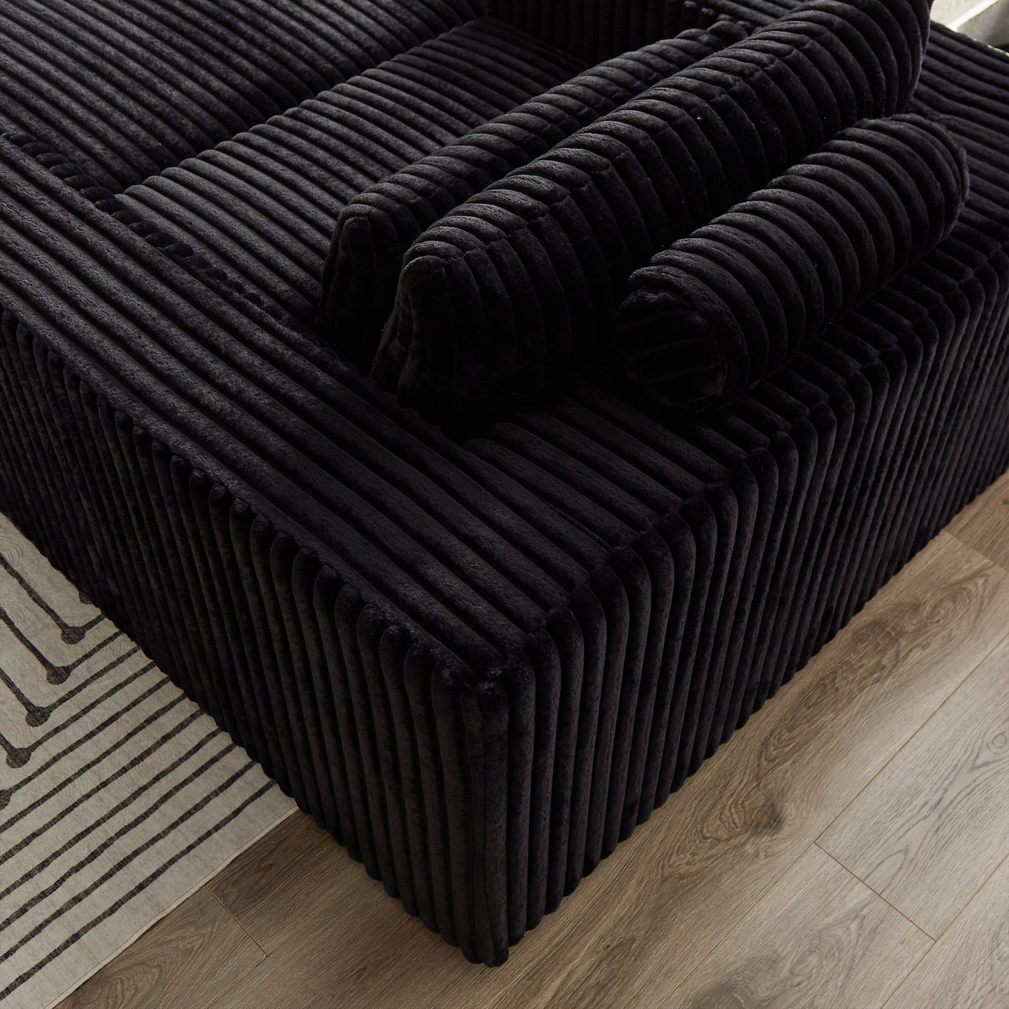 75-Inch Corduroy Sponge Sofa Lounge Chair With Removable Footrest,No Assembly Required,Fluffy Modern Sleeper Chair