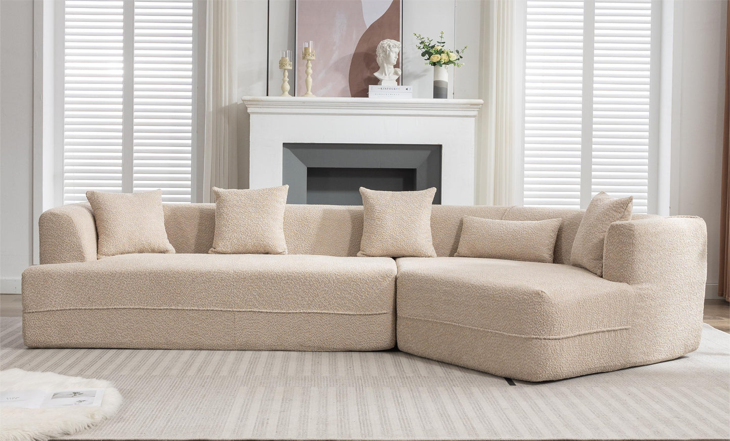 Modular Sofa , Modern Minimalist Style Sofa,  Upholstered ,  Free Combination, Round Fiber Fabric, Anti-Wrinkle Fabric