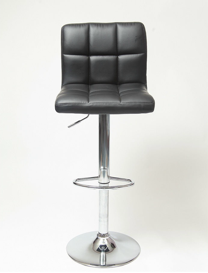 Swivel Faux Leather Adjustable Hydraulic Bar Stool, Set of 2, Black