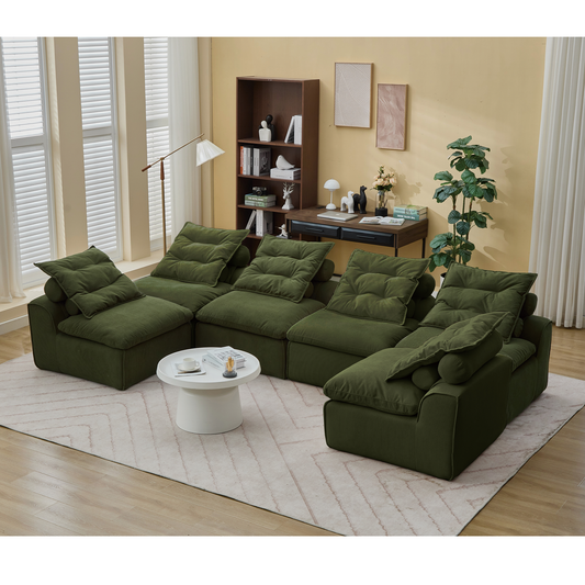 Modular Sofa,No Armrests,At Will DIY,Corduroy ,Neck Pillow-Back Lounge Sofa Chair,Reading Nook, or Apartment Living