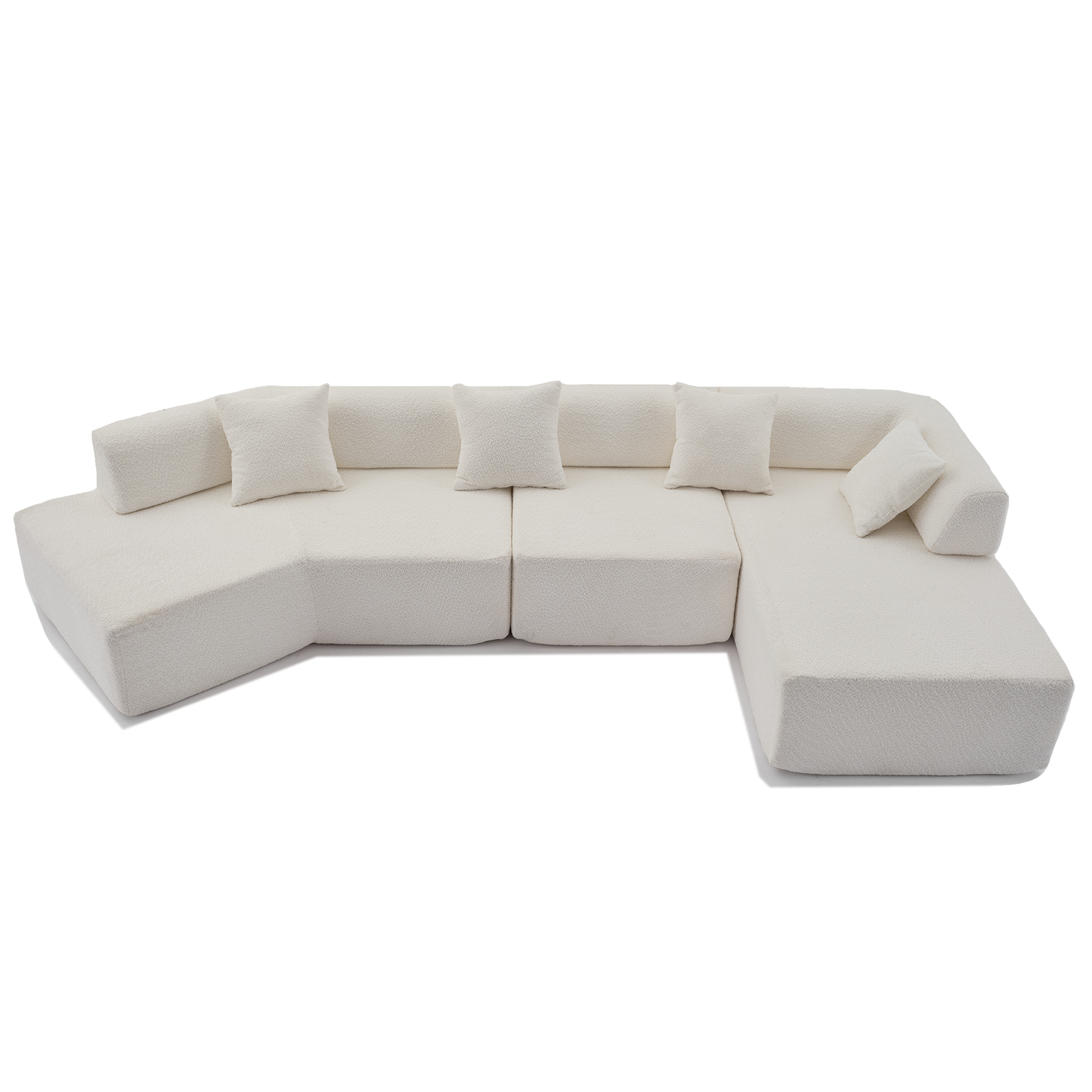 Modern Minimalist 140" L-Shape Couch ,No Assembly Required,Boucle,Modular Sofa ,Couch With Chaise