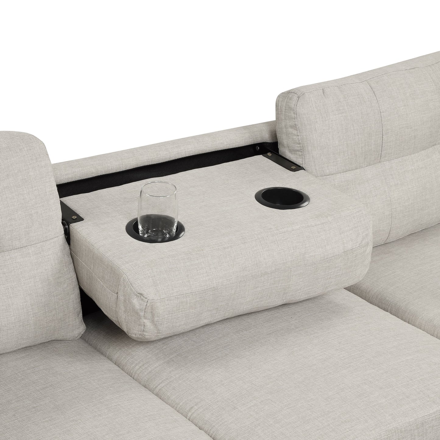 104.5" Modern Sectional Sofa With Storage Ottoman, L-Shape Couch With 2 Pillows and Cup Holder,Sectional Sofa