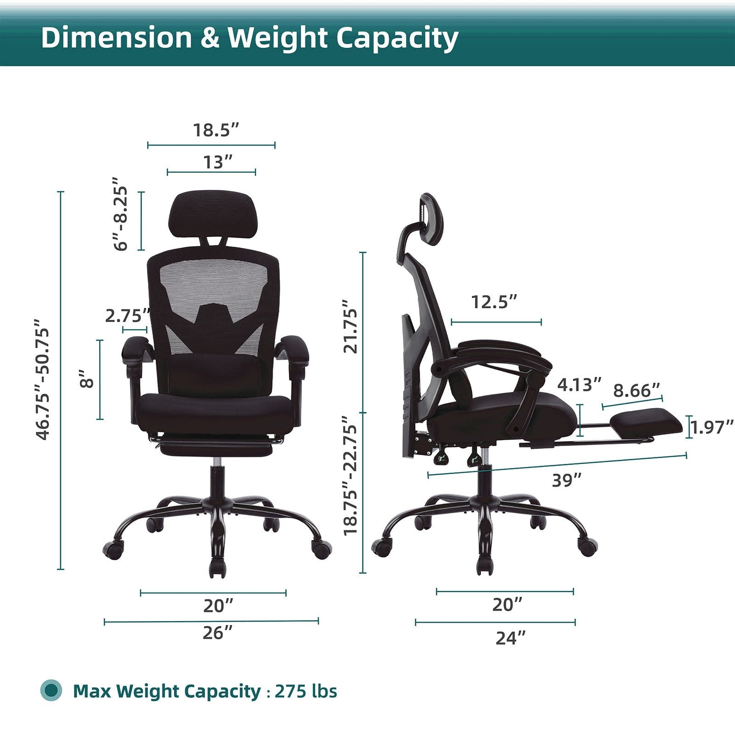 Mesh High Back Ergonomic Office Chair Lumbar Support Pillow Computer Desk Chair