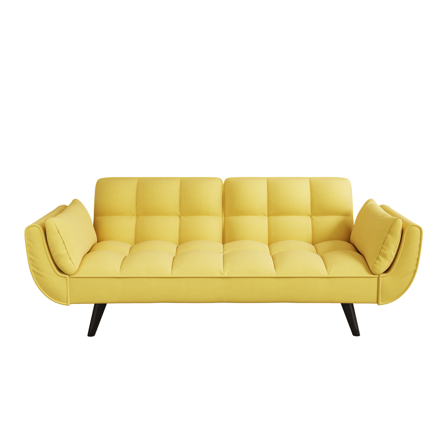 57 Inch Yellow Sofa Soft Two Armrests Throw Pillow Pillow Comfortable Fit Apartment Bedroom Small Space