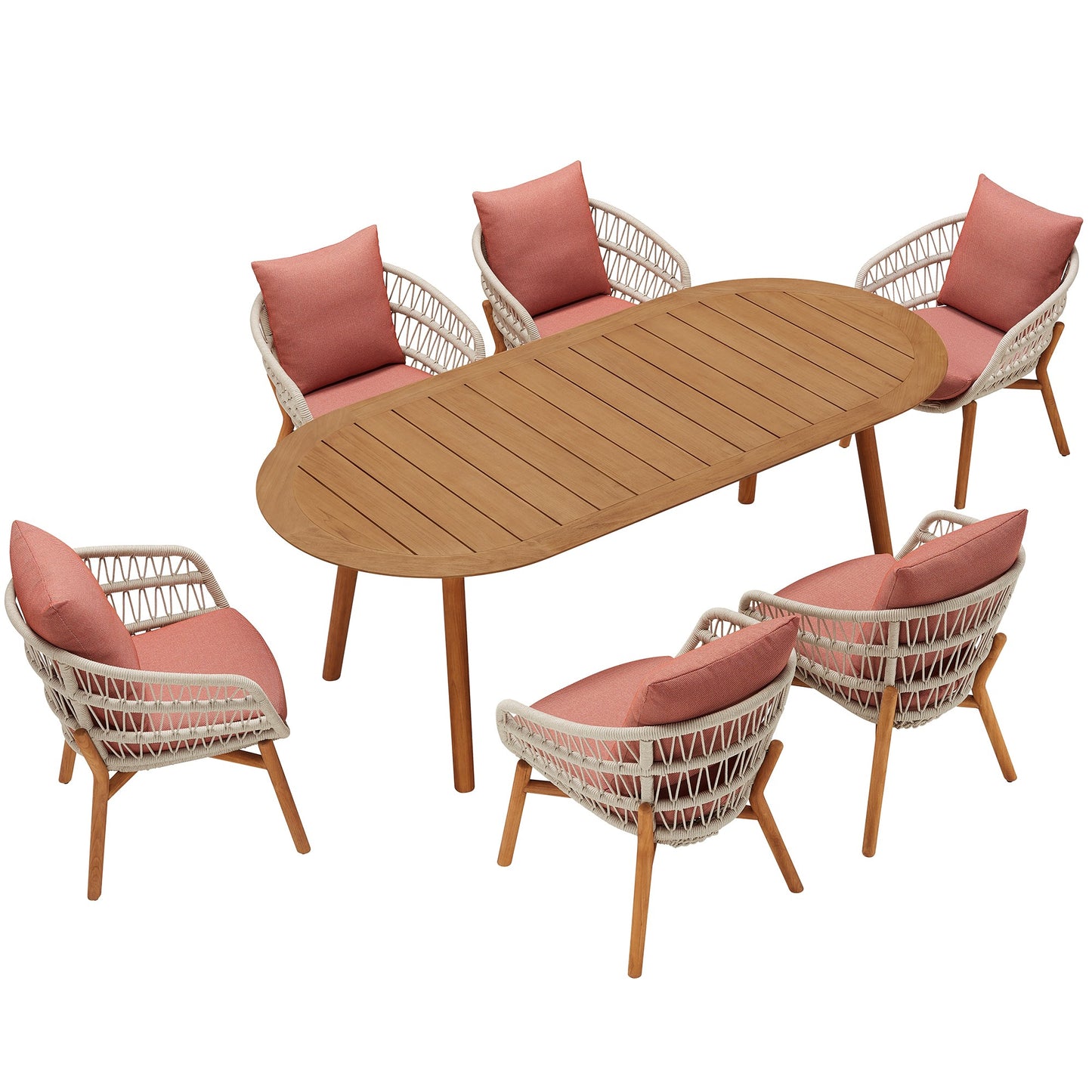 VASCA 7 Pieces Teak Outdoor Dining Set With Cushions