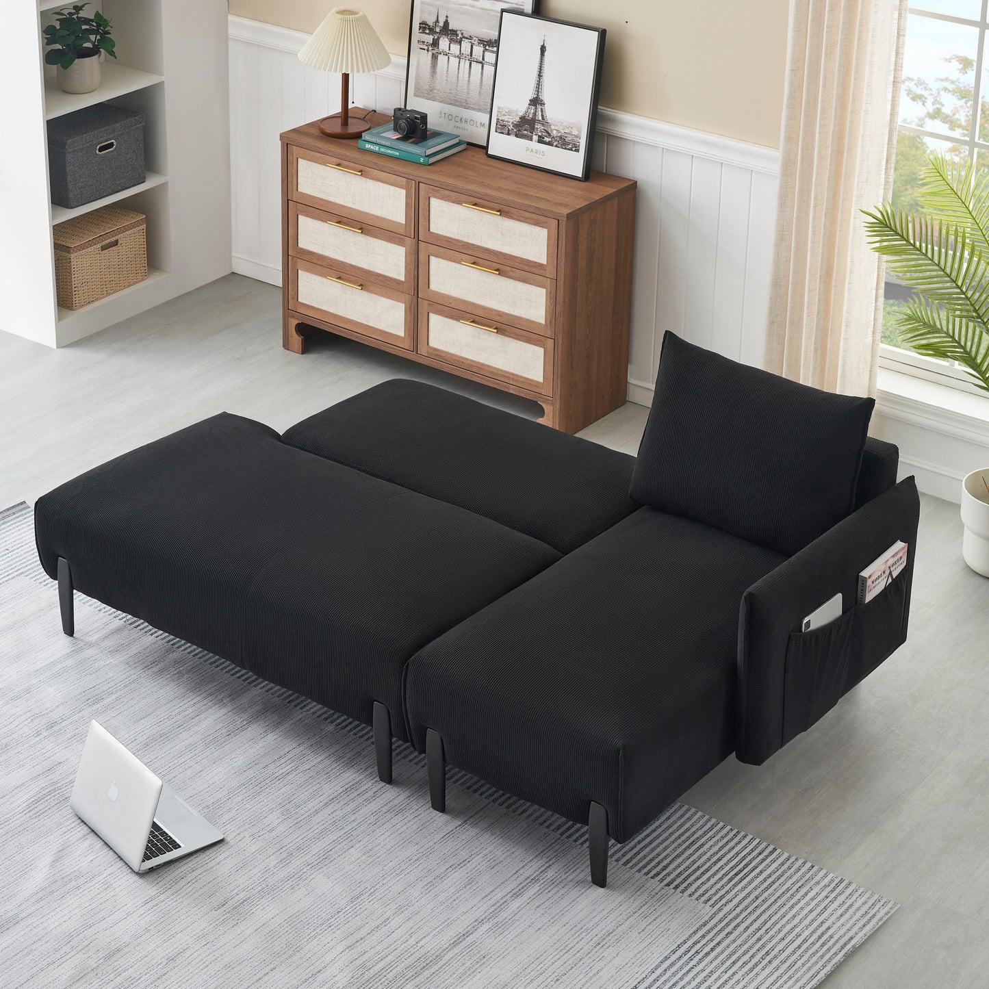 79.50 Inches Long, Velvet Sofa Fabric, With Three Matching Pillows and Spacious and Comfortable Seats