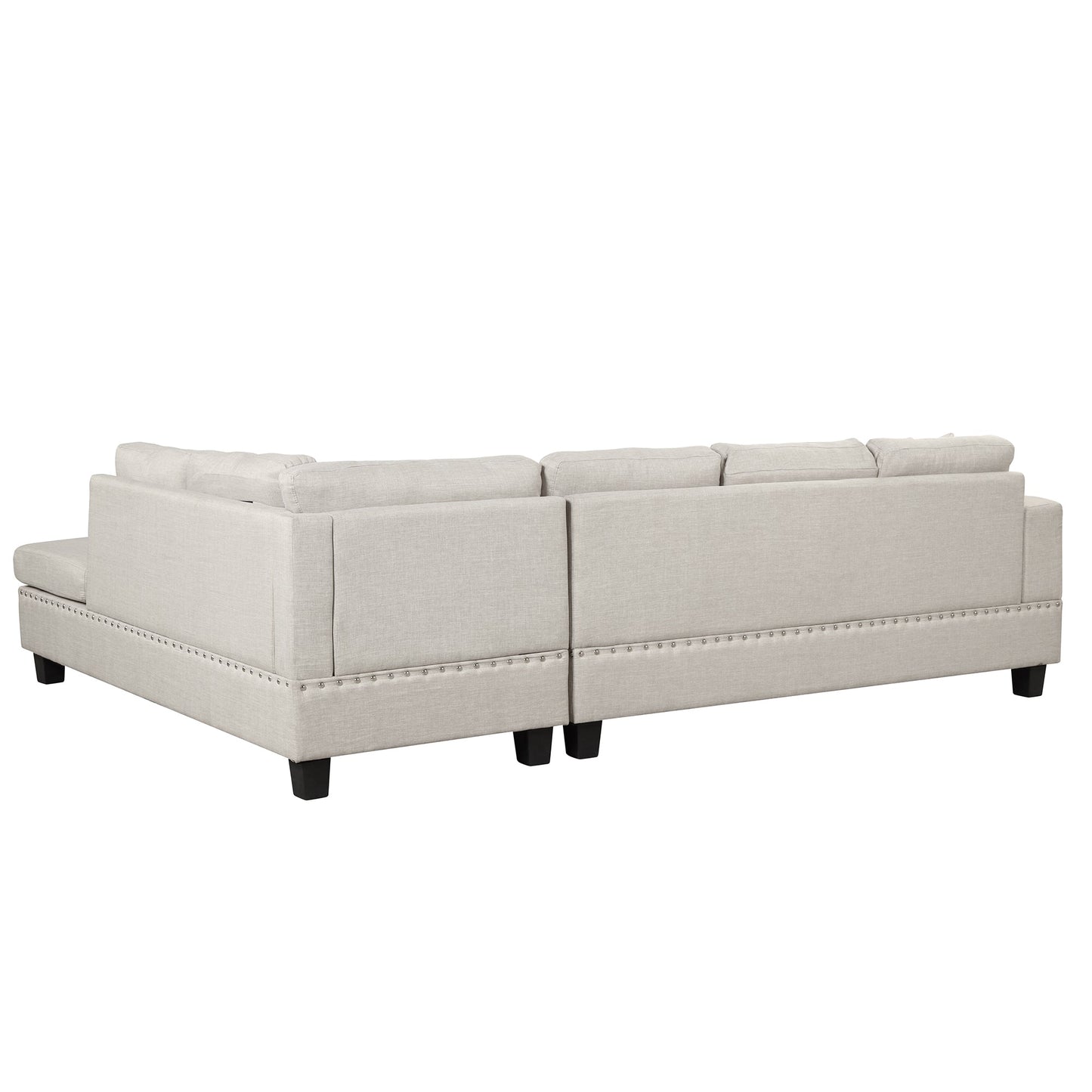 104.5" Modern Sectional Sofa With Storage Ottoman, L-Shape Couch With 2 Pillows and Cup Holder,Sectional Sofa
