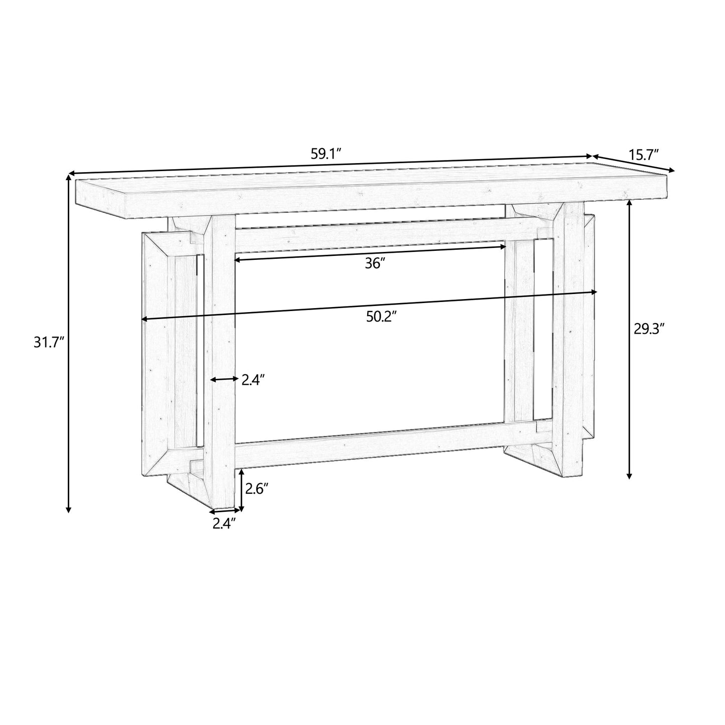 Contemporary Console Table With Wood Top, Extra Long Entryway Table for Entryway, Hallway, Living Room, Foyer, Corridor
